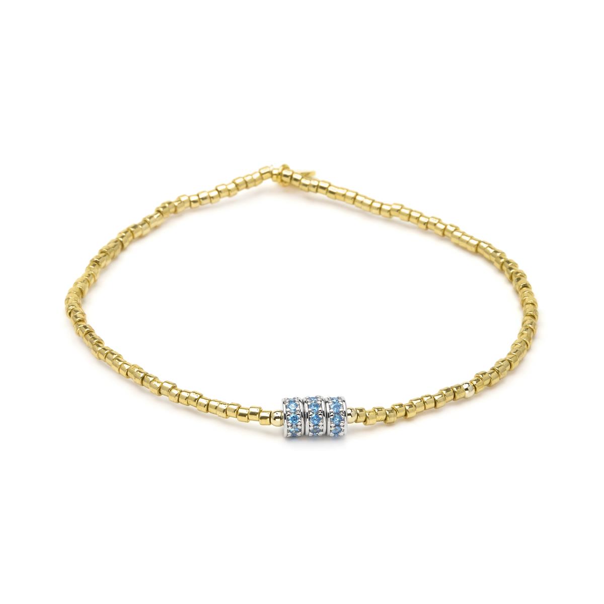 Pulsera de Plata de Ley 925 y Circonita Topacio Azul acabado en oro amarillo 18k - Alsion