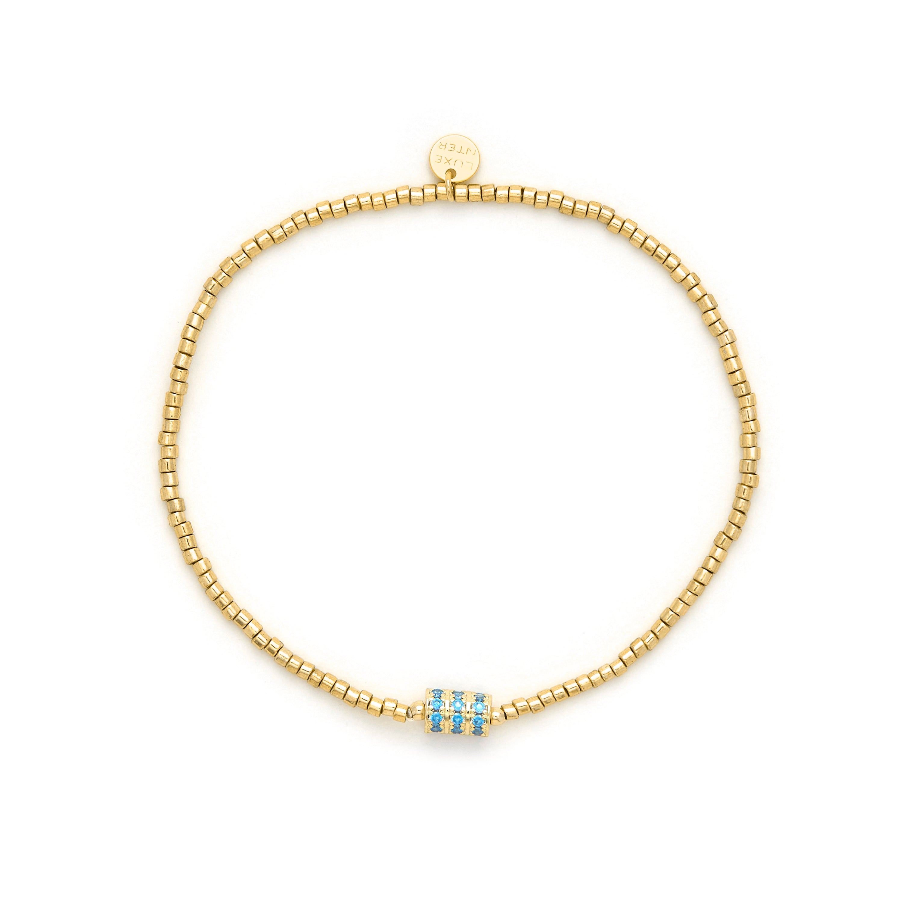 925 Sterling Silver Bracelet with Blue Topaz Cubic Zirconia finished in 18k Yellow Gold - Alsion