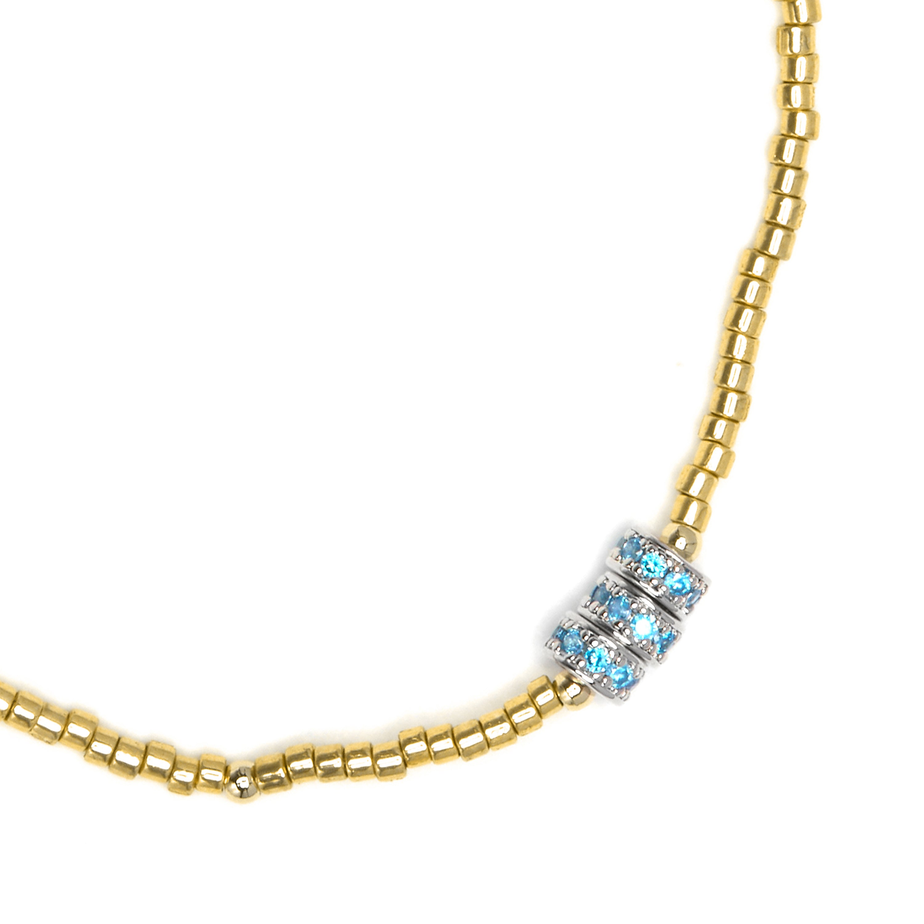 925 Sterling Silver Bracelet with Blue Topaz Cubic Zirconia finished in 18k Yellow Gold - Alsion
