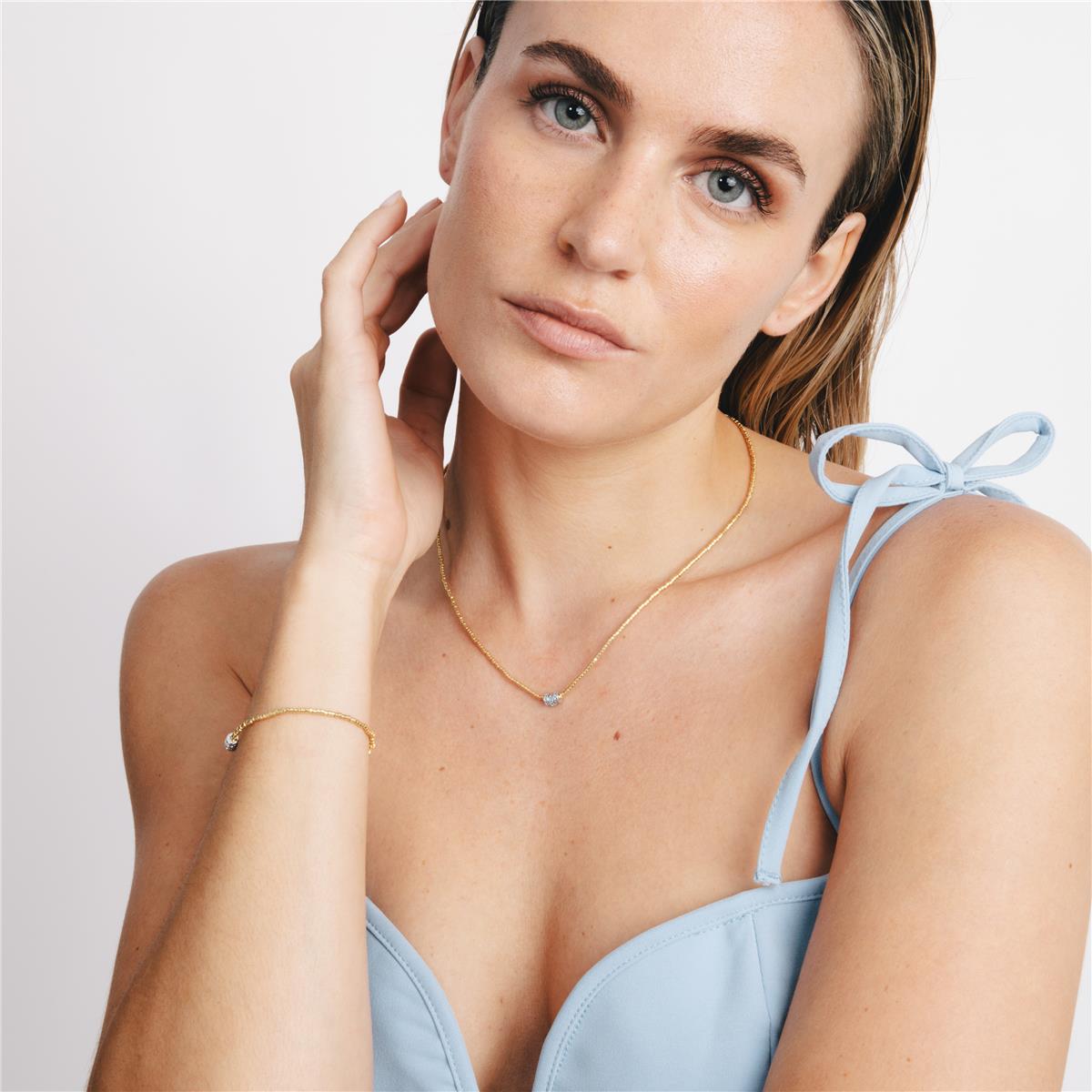 Pulsera de Plata de Ley 925 y Circonita Topacio Azul acabado en oro amarillo 18k - Alsion