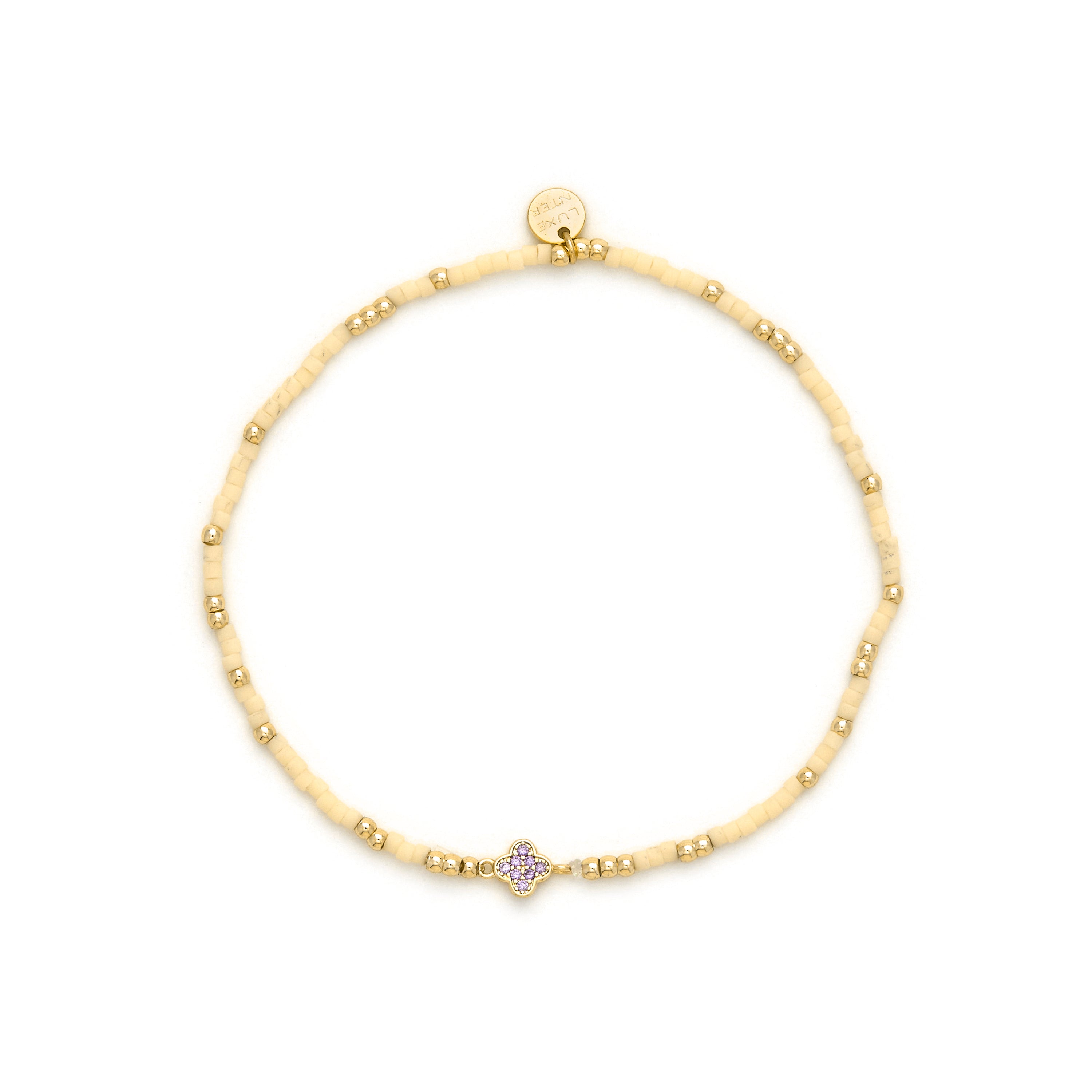 Pulsera de Plata de Ley 925 y Circonita Amatista acabado en oro amarillo 18k - Becle