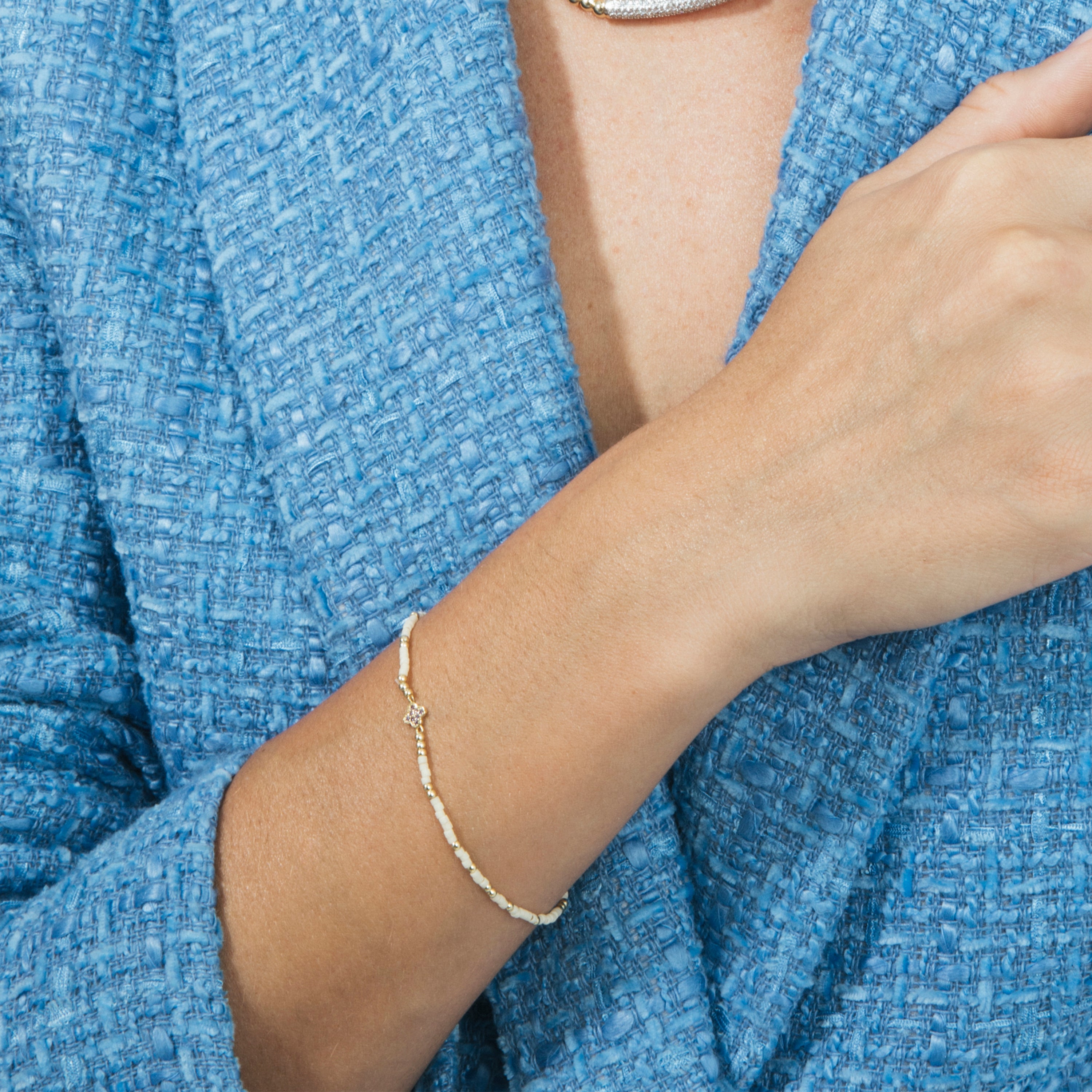 Pulsera de Plata de Ley 925 y Circonita Amatista acabado en oro amarillo 18k - Becle