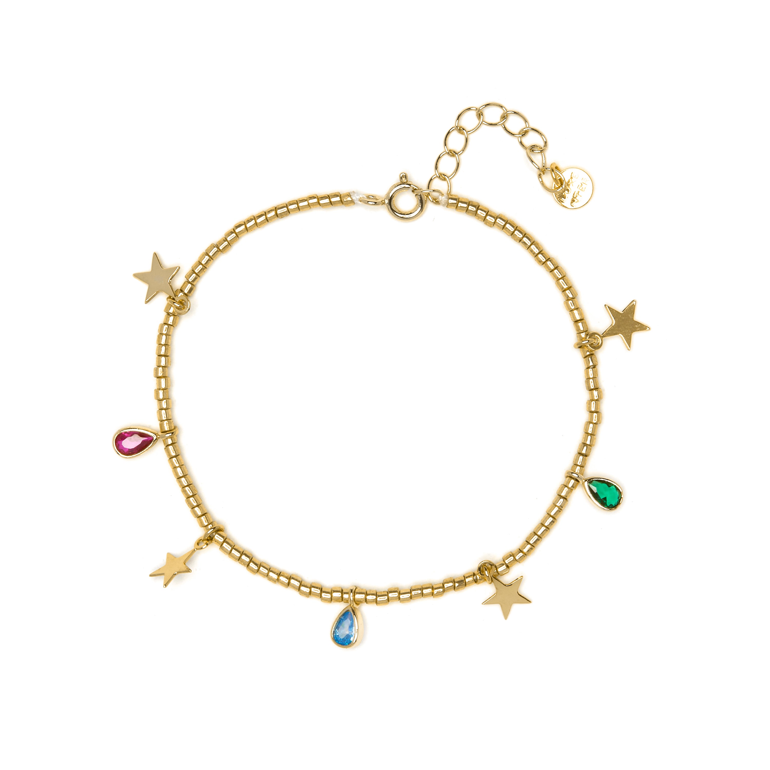 925 Sterling Silver Bracelet with Multicolor Cubic Zirconia finished in 18k Yellow Gold - Itza