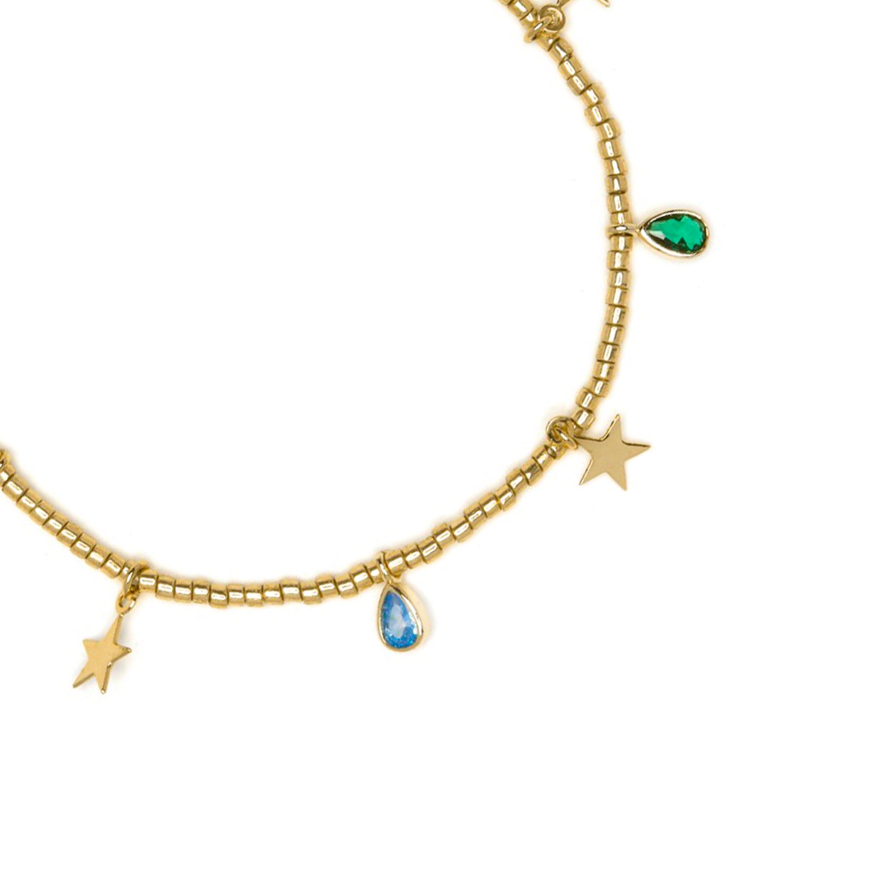 925 Sterling Silver Bracelet with Multicolor Cubic Zirconia finished in 18k Yellow Gold - Itza