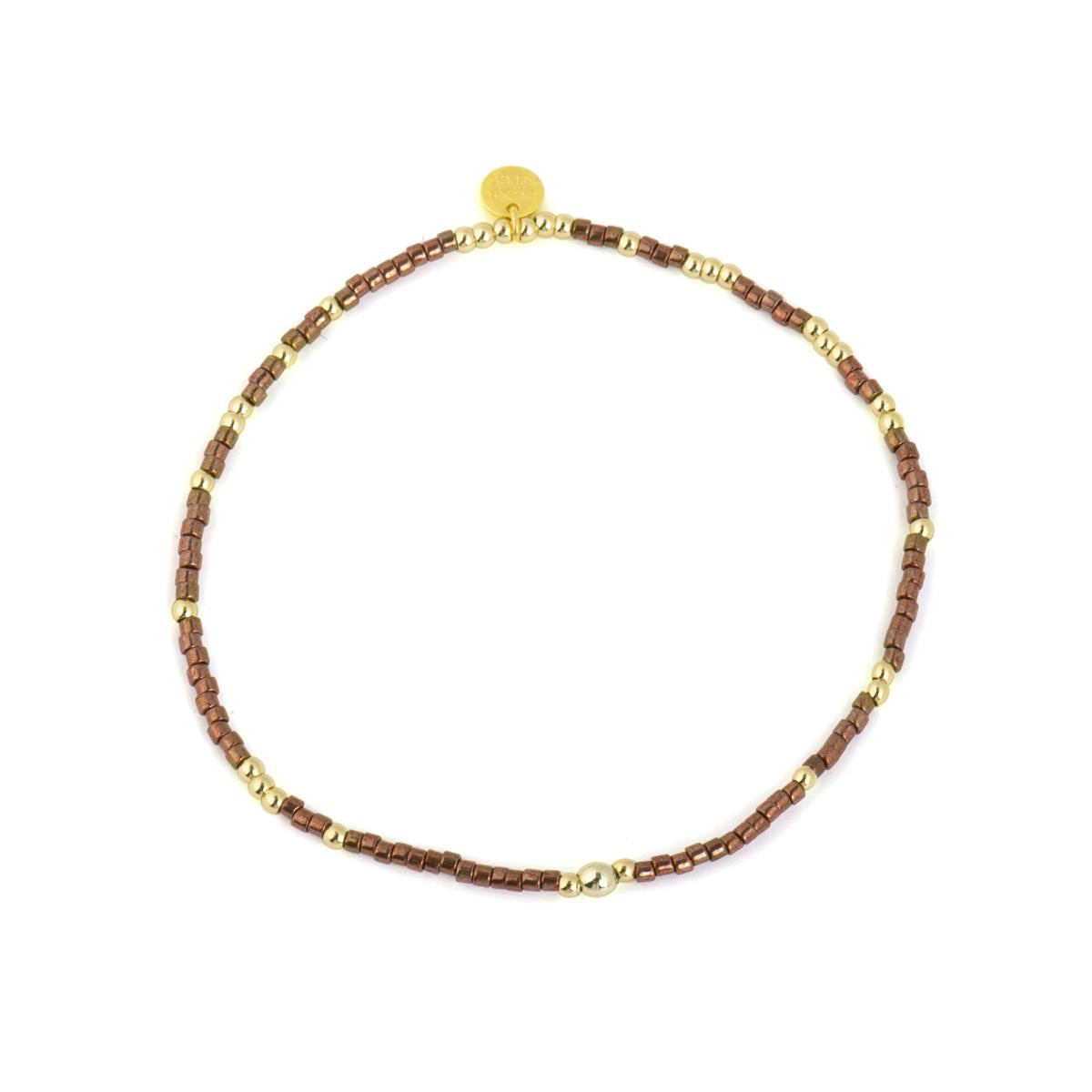 Bracciale in Argento 925 e Cristallo Marrone con finitura in oro giallo 18k - Usane