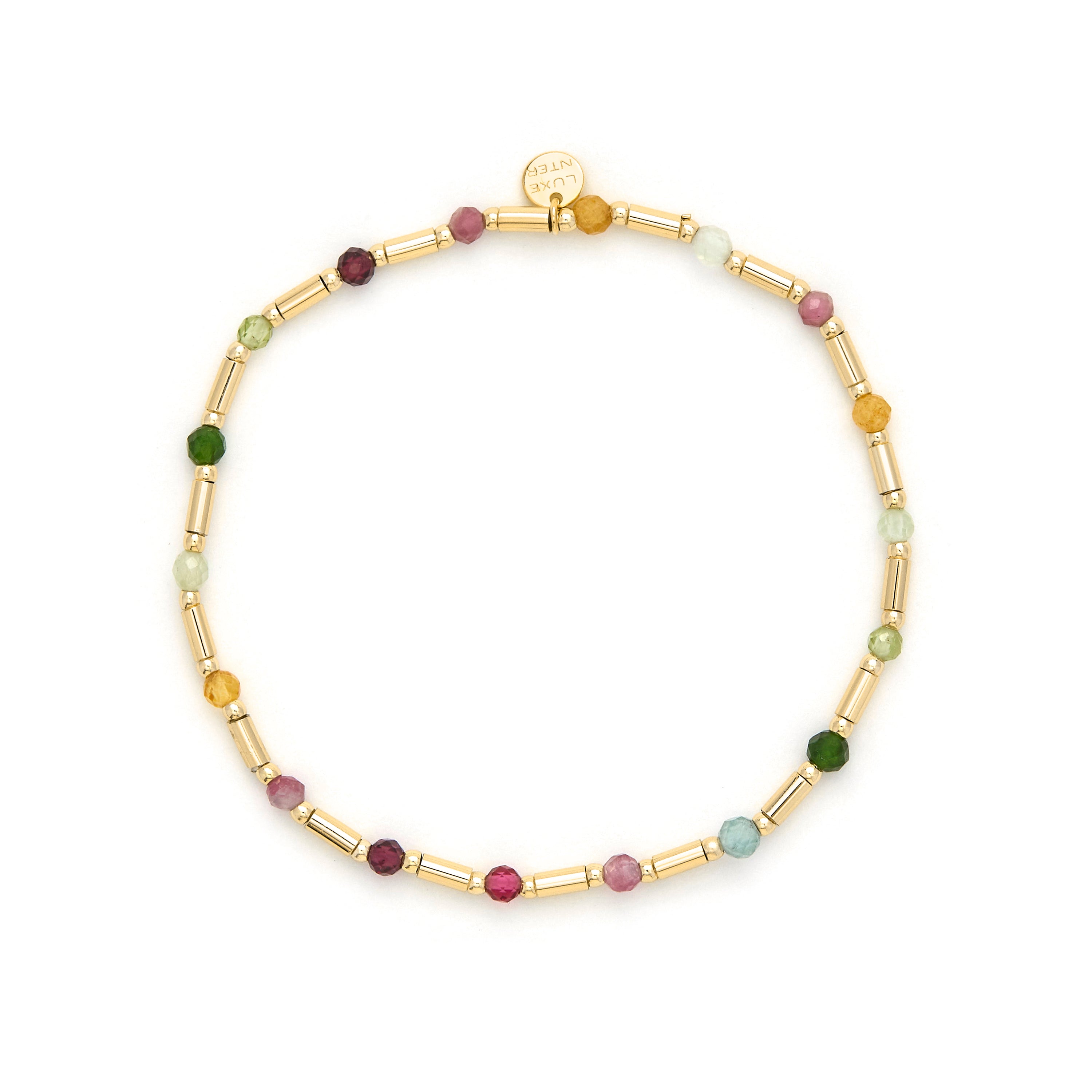 Armband aus 925 Sterlingsilber und mehrfarbigem Turmalin mit 18k Gelbgold-Finish - Otssy