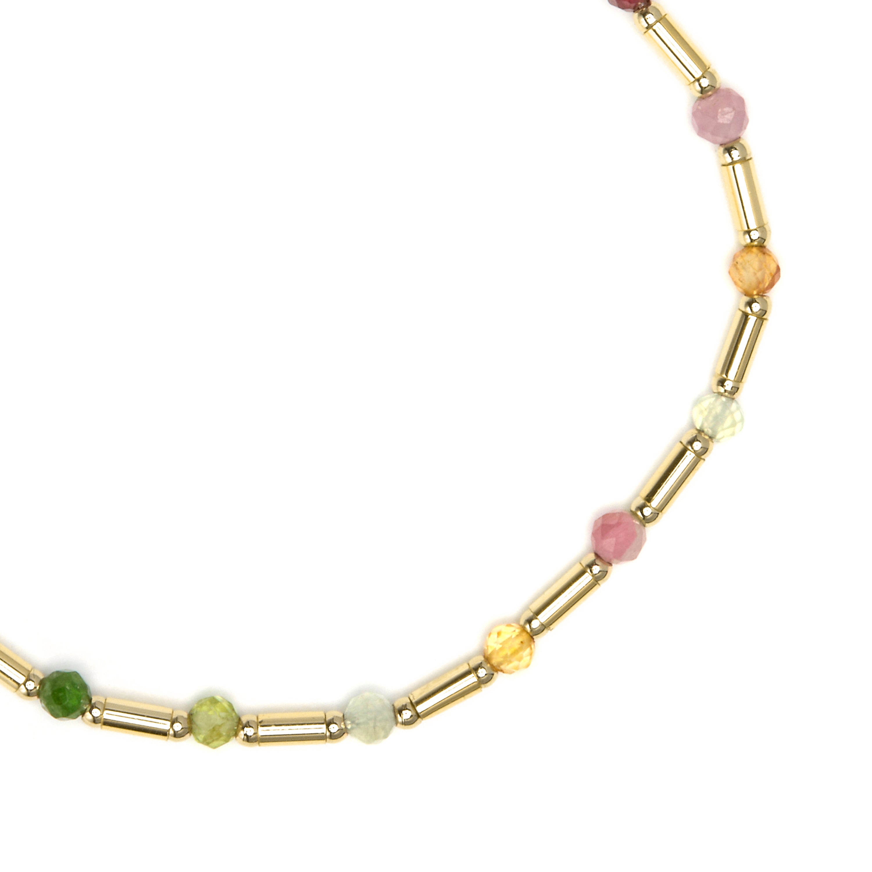 Armband aus 925 Sterlingsilber und mehrfarbigem Turmalin mit 18k Gelbgold-Finish - Otssy