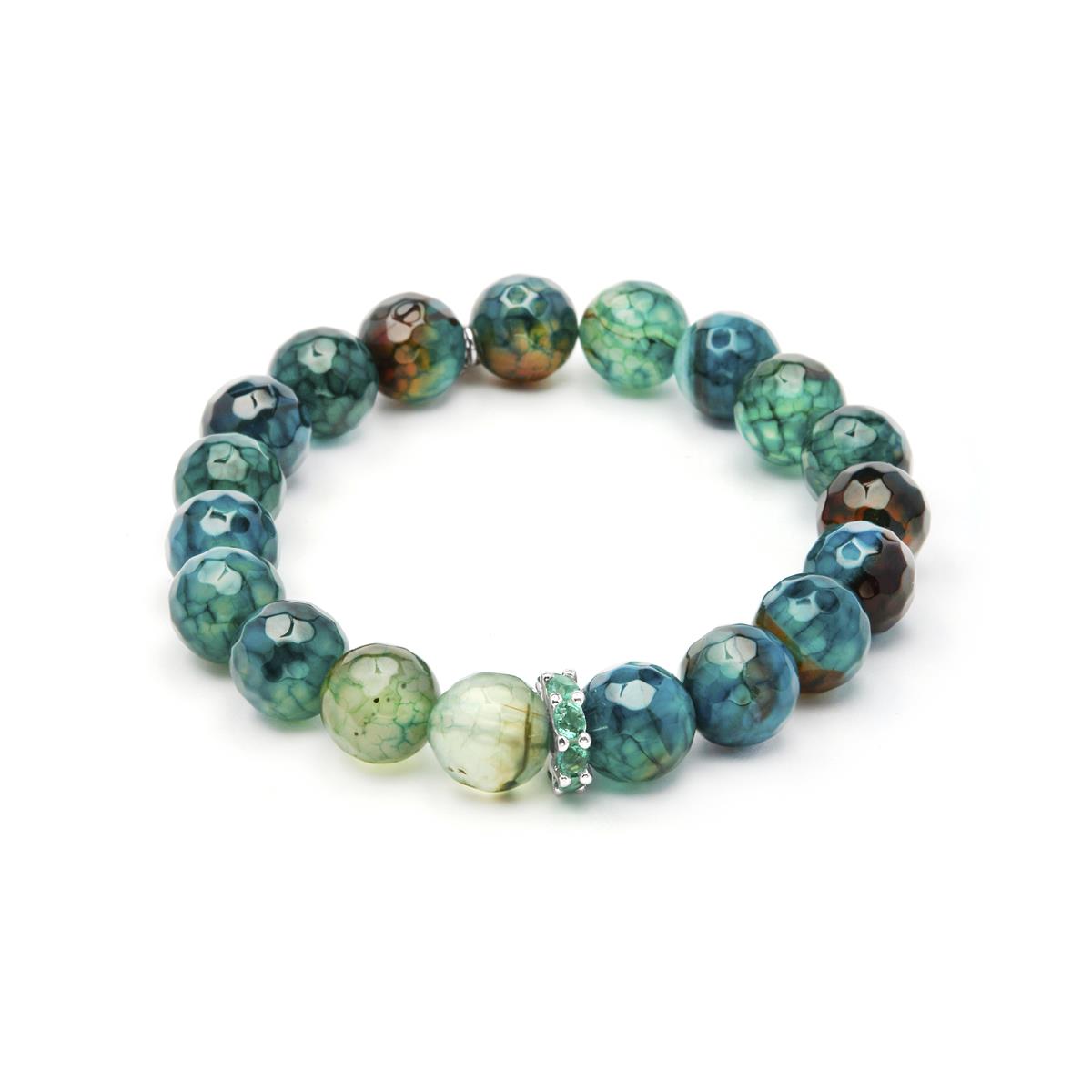 Pulsera de Plata de Ley 925 y Agata Verde acabado en oro amarillo 18k - Kremi