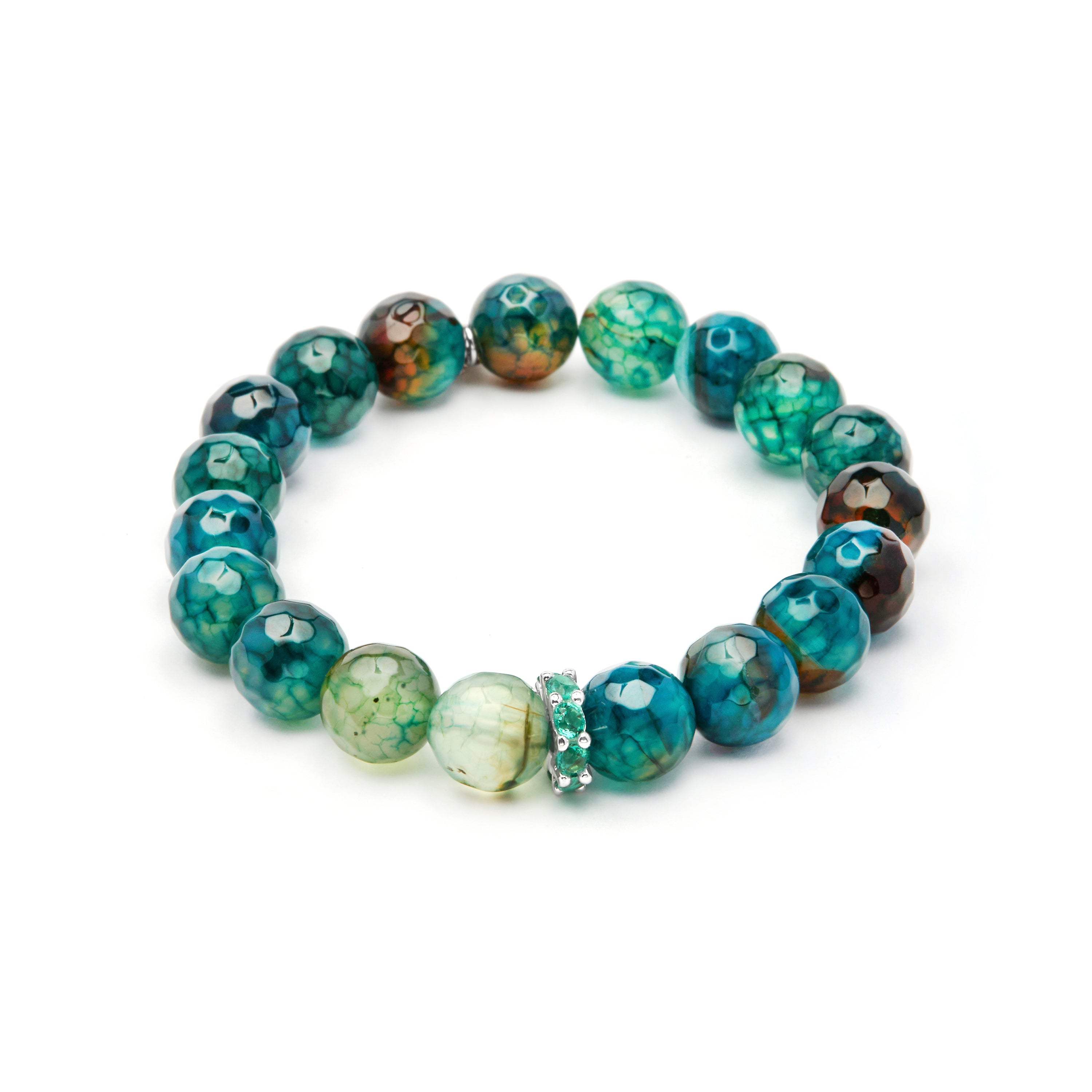 Bracelet en argent sterling 925 et agate verte finition or jaune 18k - Kremi