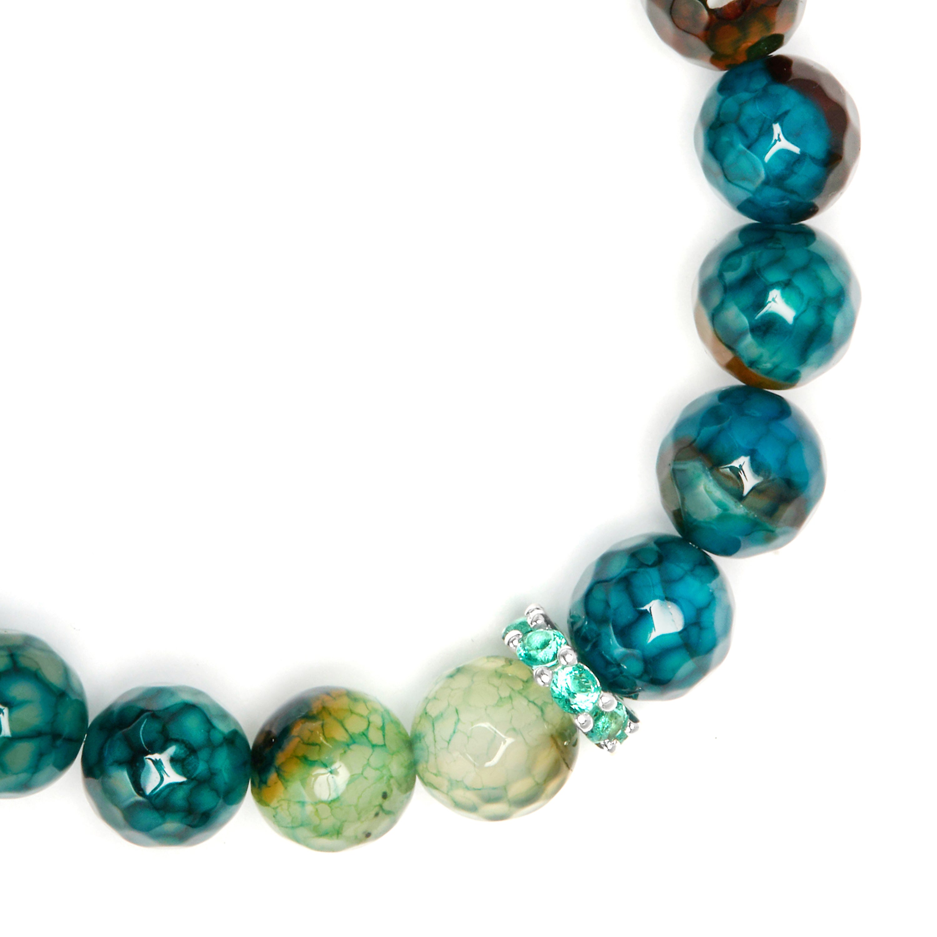 Bracelet en argent sterling 925 et agate verte finition or jaune 18k - Kremi