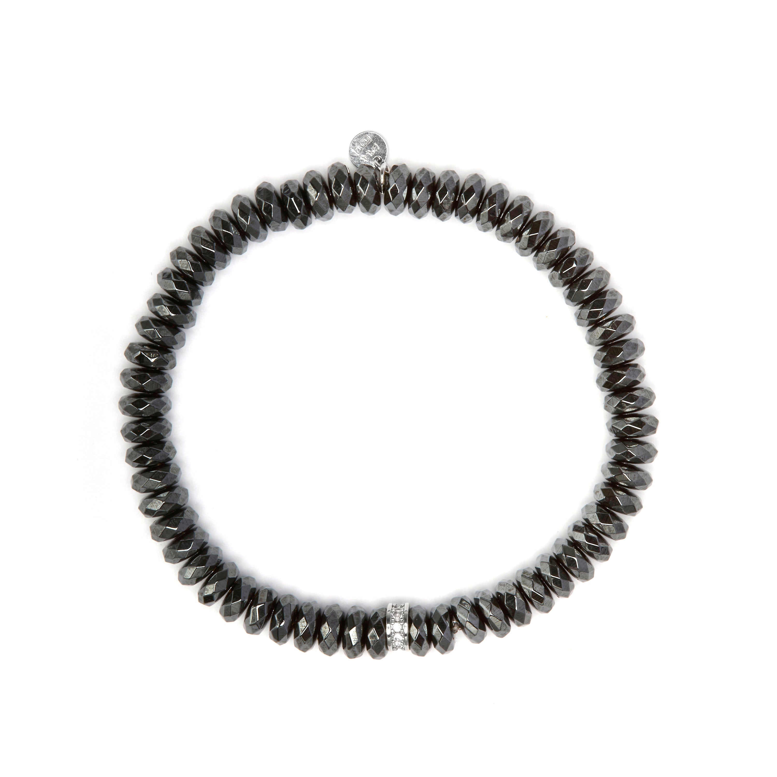Pulseira de Prata de Lei 925 e Hematita com acabamento em ródio - Sihi