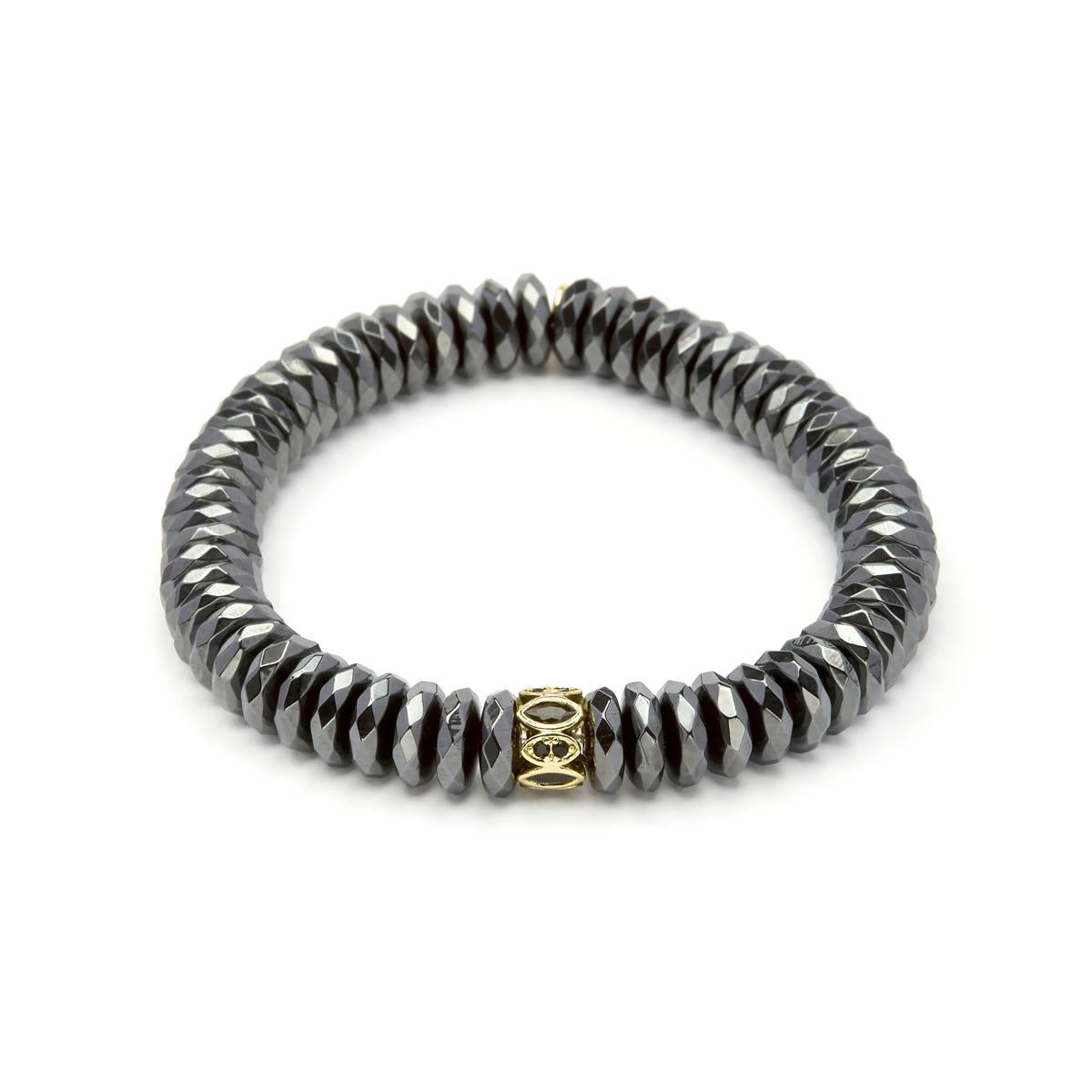 Pulsera de Plata de Ley 925 y Hematite acabado en oro amarillo 18k - Lakil