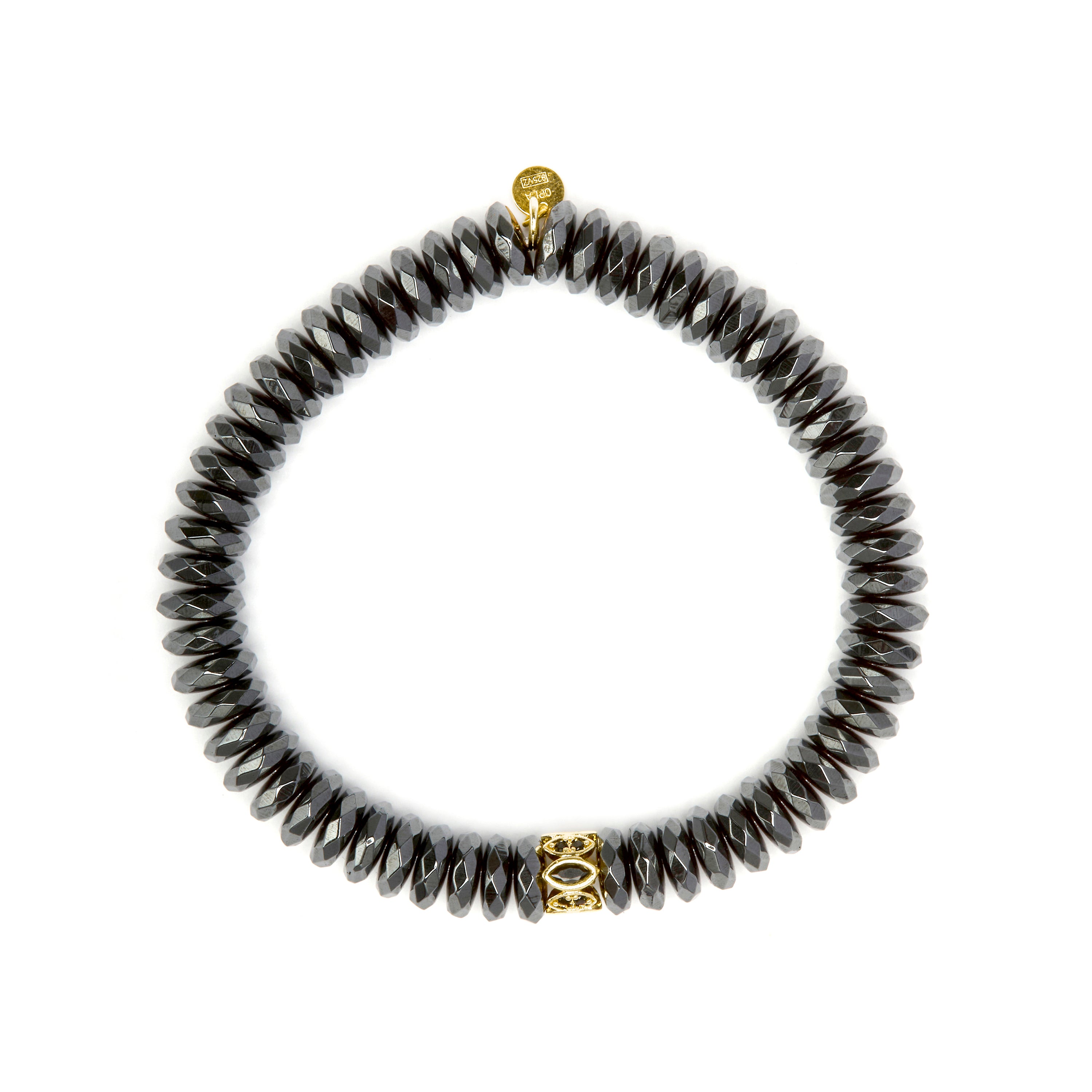 Pulsera de Plata de Ley 925 y Hematite acabado en oro amarillo 18k - Lakil
