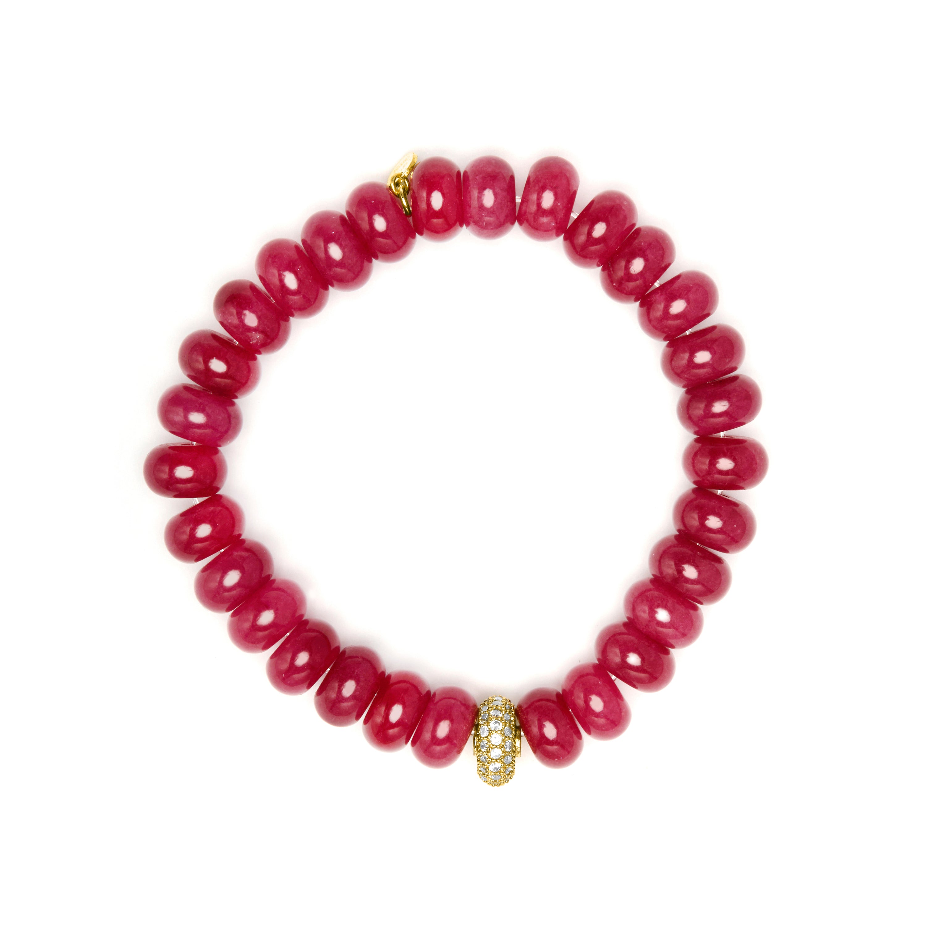 Bracciale in argento sterling 925 e giada rossa con finitura in oro giallo 18k - Ziafa
