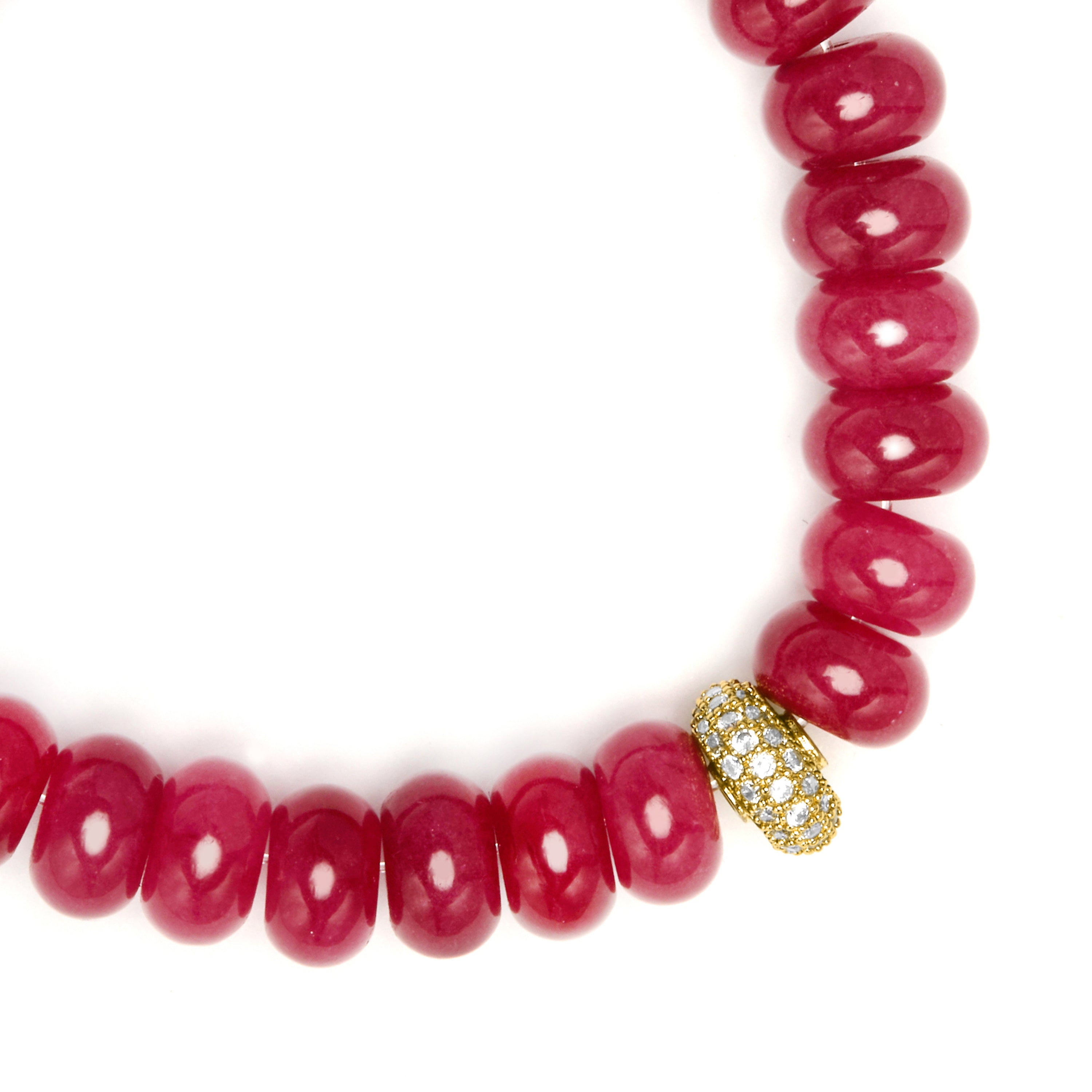 Bracciale in argento sterling 925 e giada rossa con finitura in oro giallo 18k - Ziafa