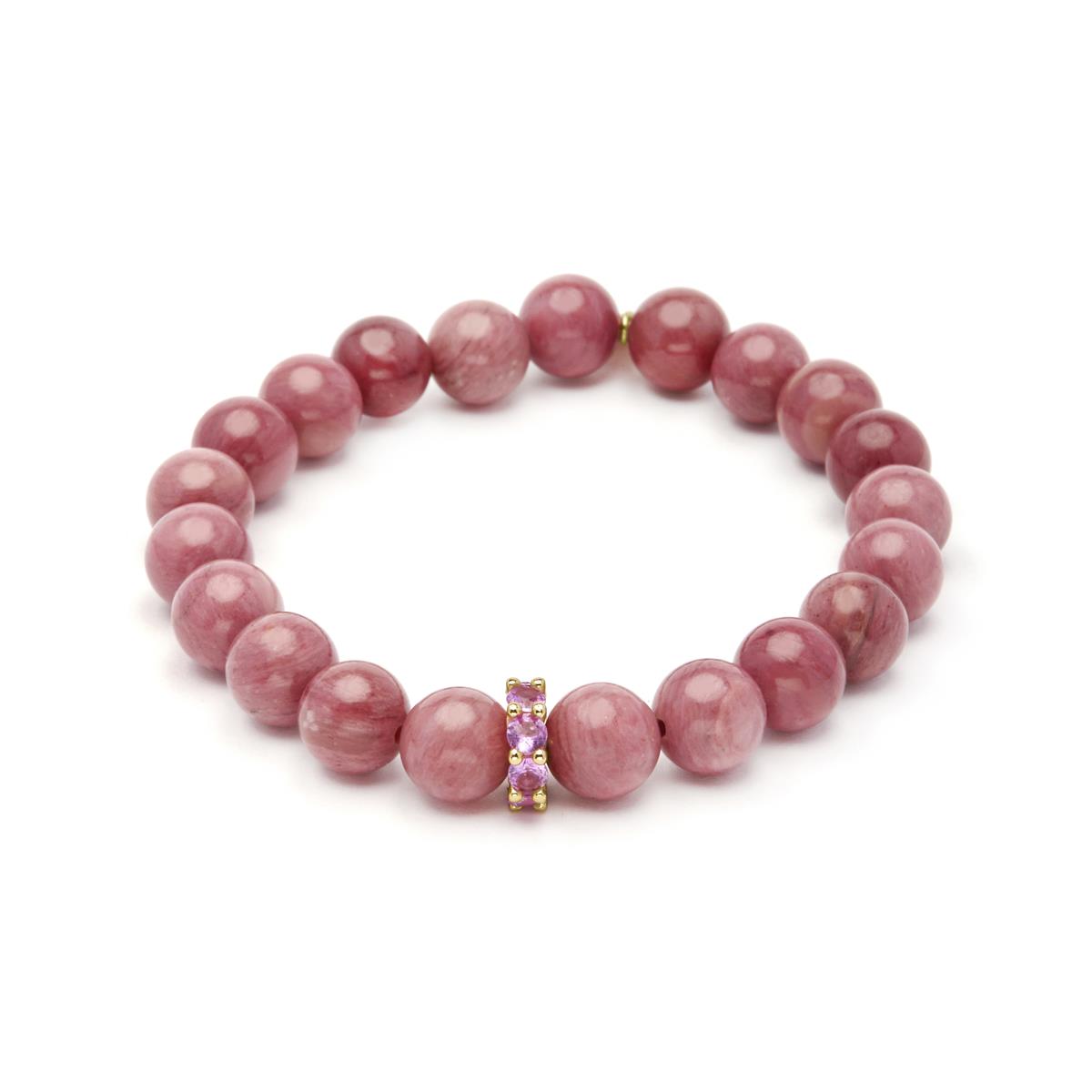 Pulsera de Plata de Ley 925 y Rodocrosita acabado en oro amarillo 18k - Kamida