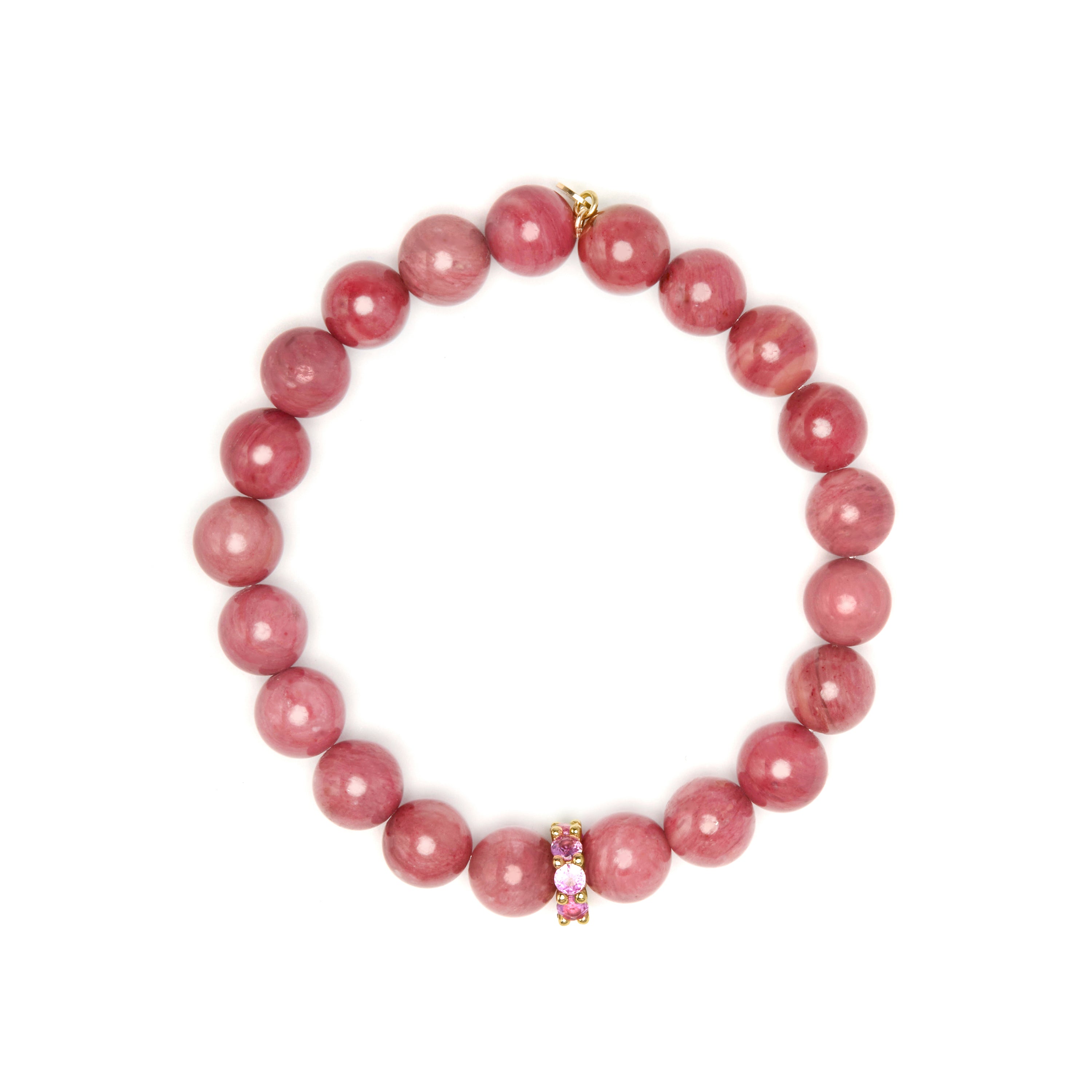 Pulsera de Plata de Ley 925 y Rodocrosita acabado en oro amarillo 18k - Kamida
