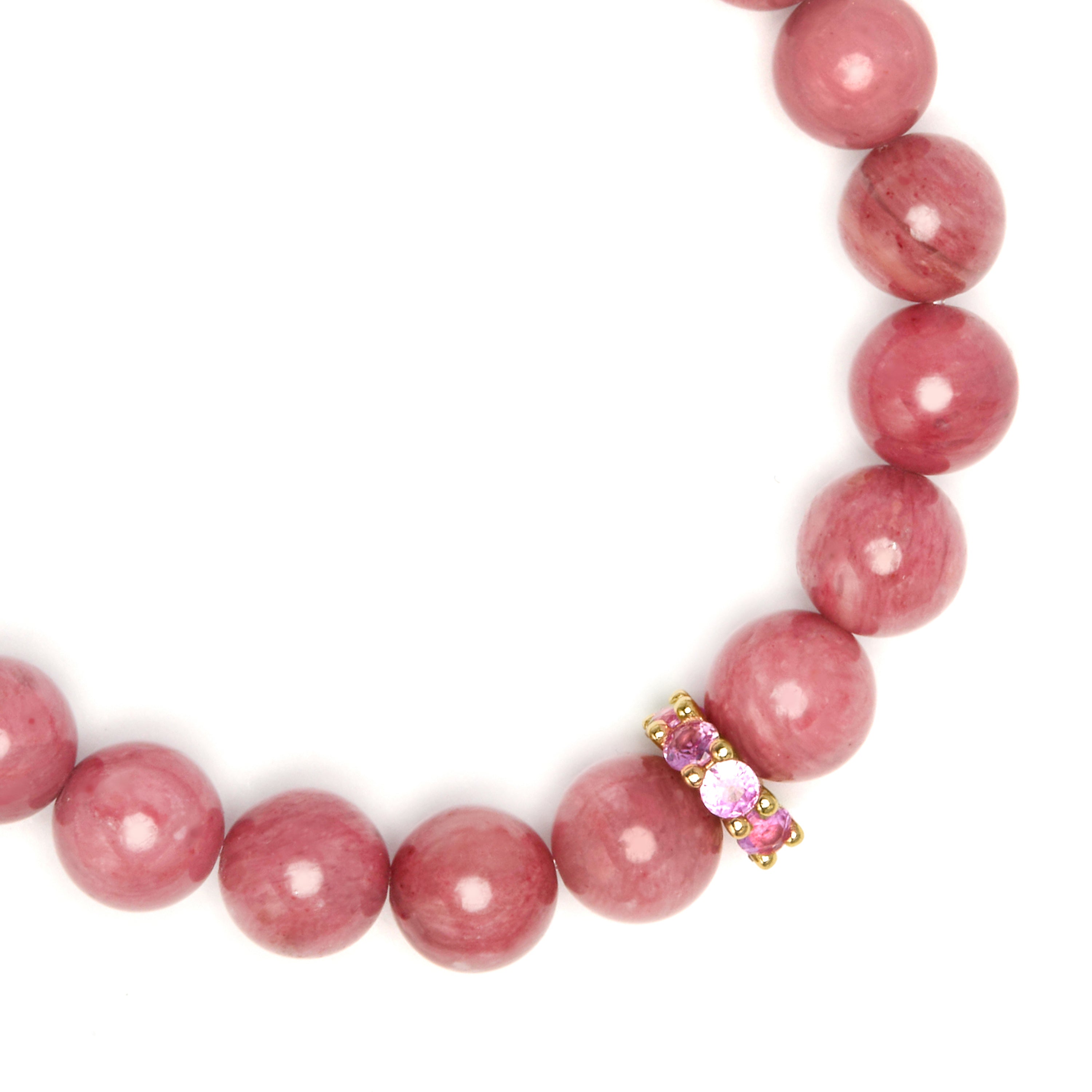 Pulsera de Plata de Ley 925 y Rodocrosita acabado en oro amarillo 18k - Kamida