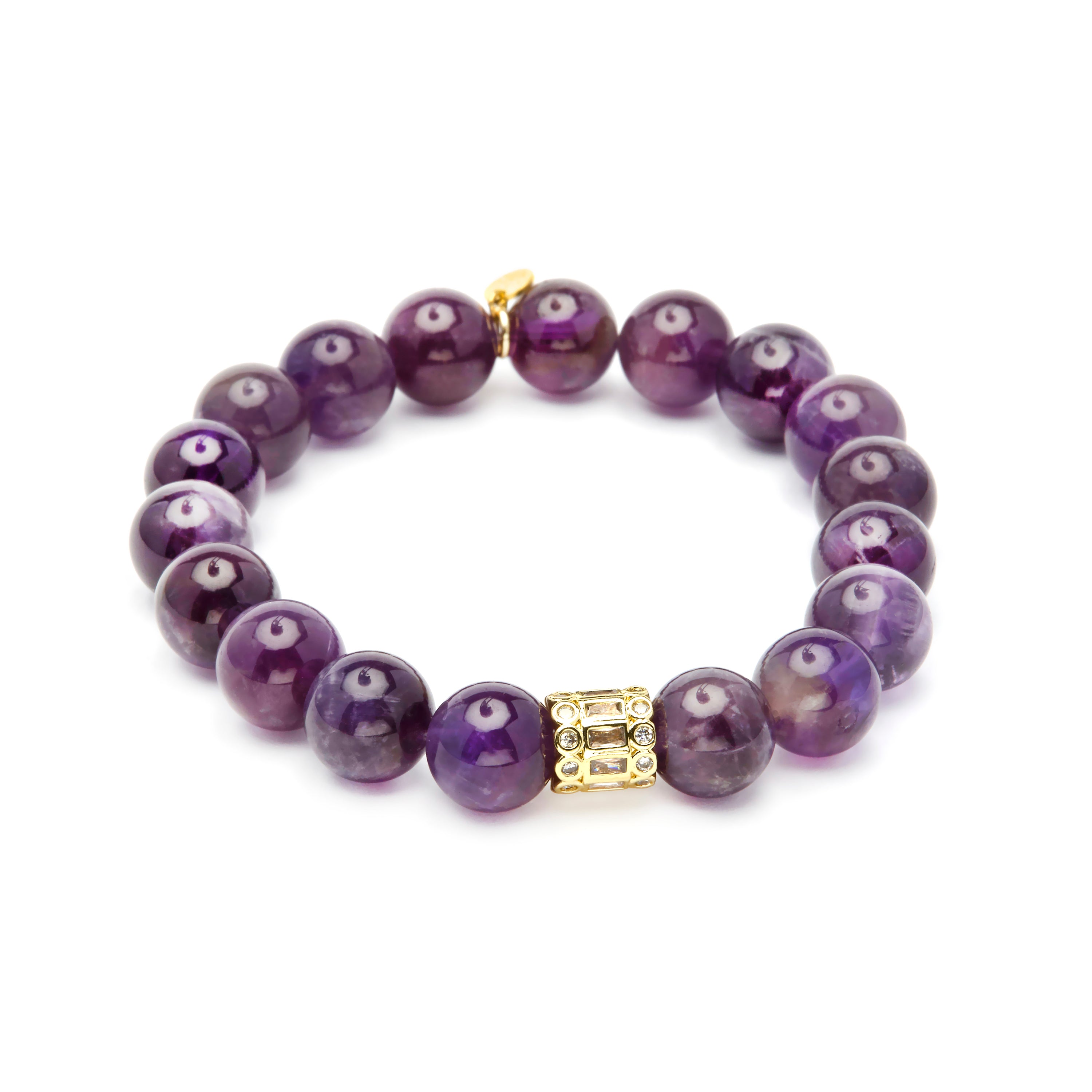 Bracelet en argent sterling 925 et améthyste naturelle finition en or jaune 18k - Ethel