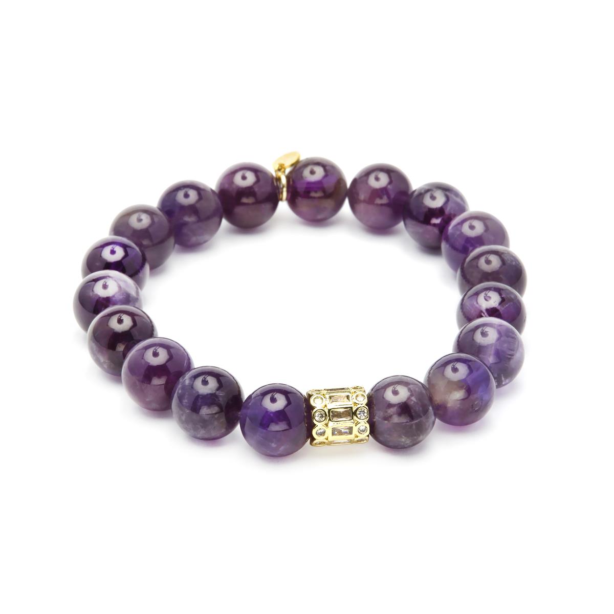 Pulsera de Plata de Ley 925 y Amatista Natural acabado en oro amarillo 18k - Ethel