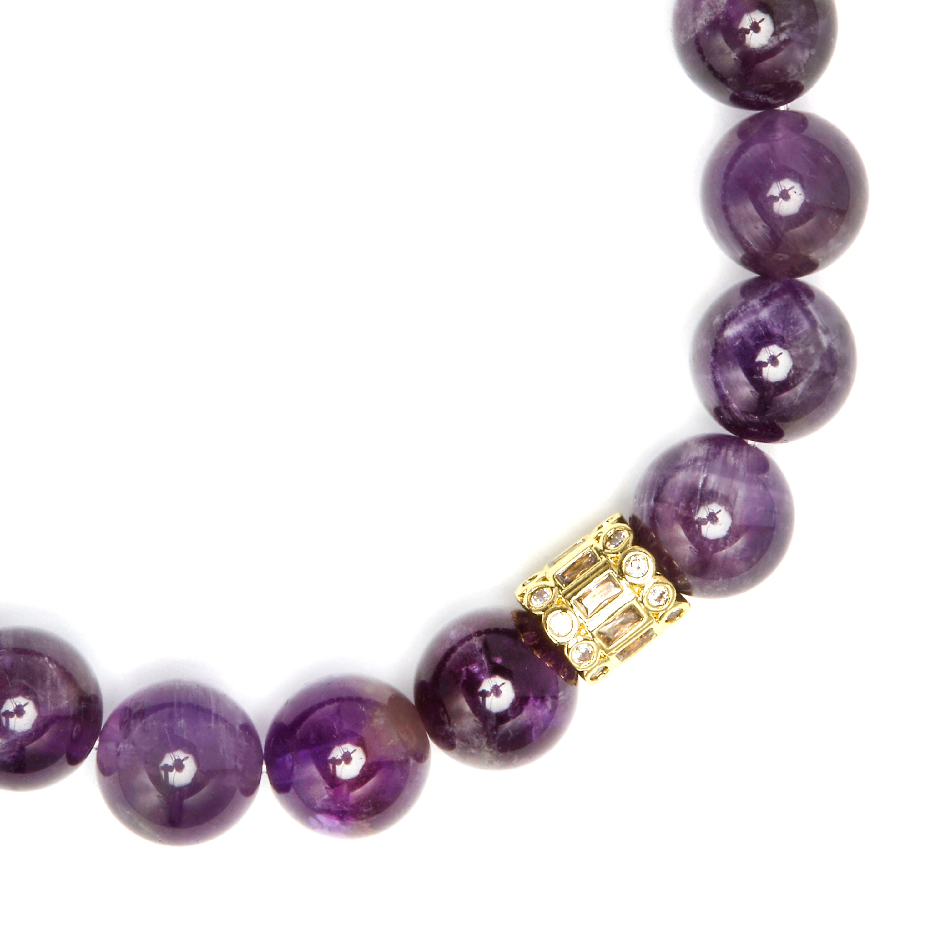 Pulsera de Plata de Ley 925 y Amatista Natural acabado en oro amarillo 18k - Ethel