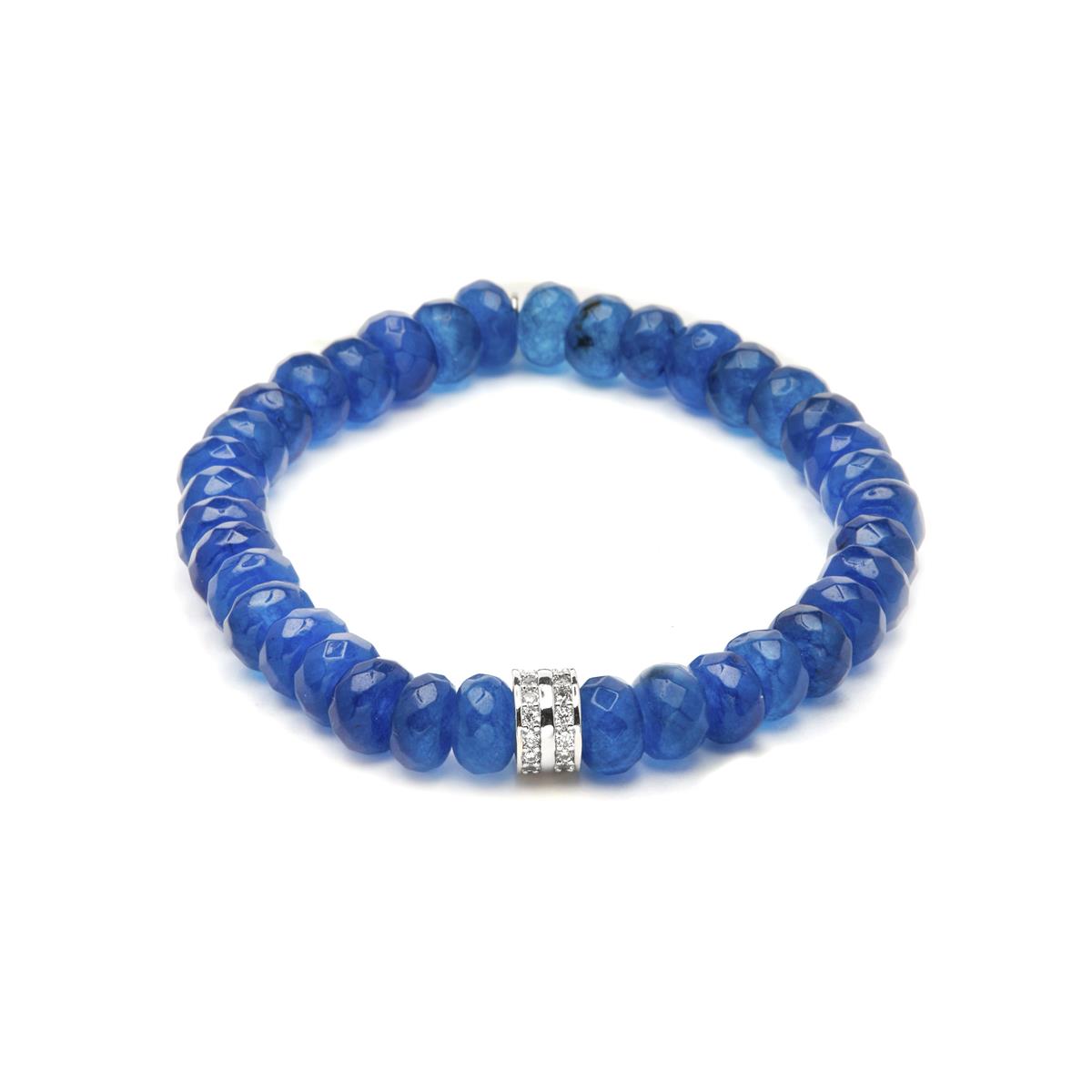 Pulsera de Plata de Ley 925 y Jade Azul acabado en rodio - Hado