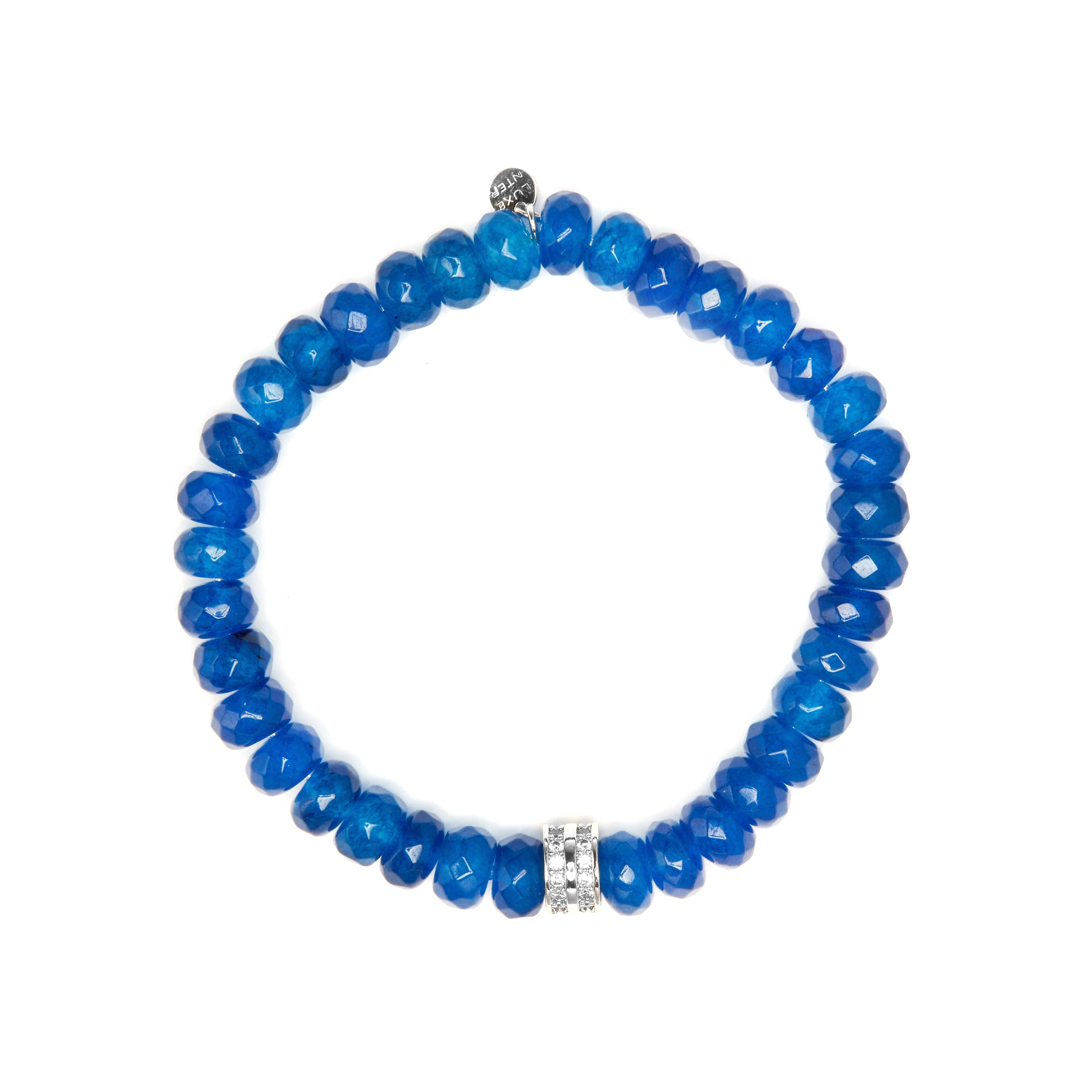 Bracciale in argento sterling 925 e giada blu con finitura in rodio - Hado