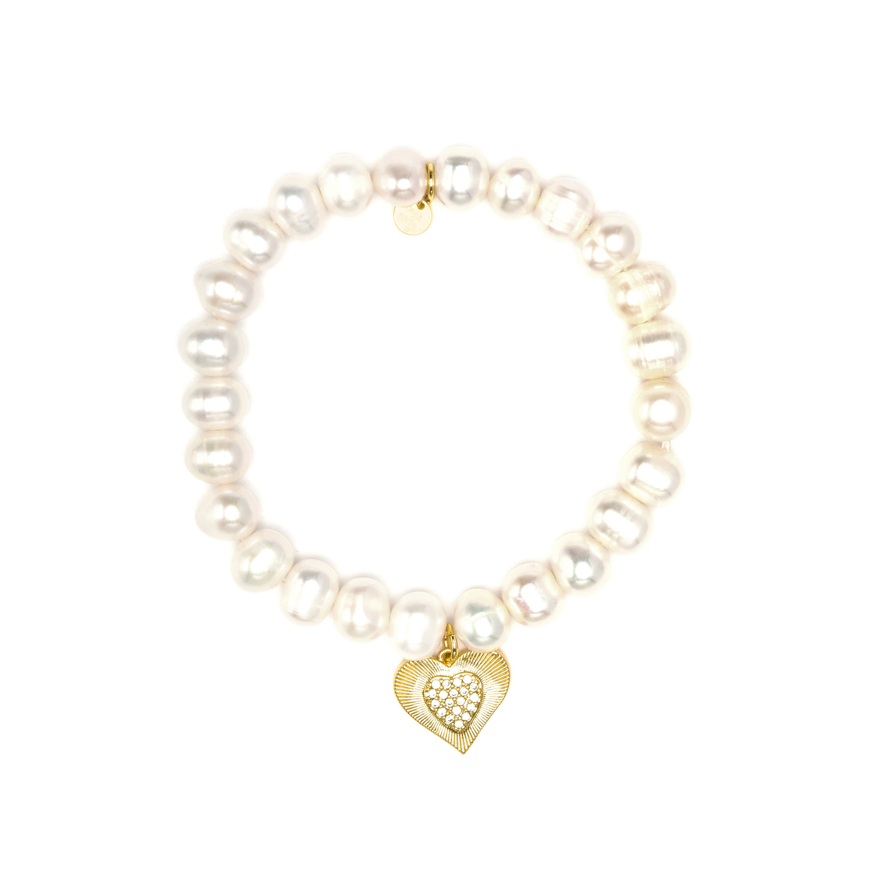 Armband aus 925 Sterlingsilber und weiße Perle mit 18k Gelbgold-Finish - Ramiya