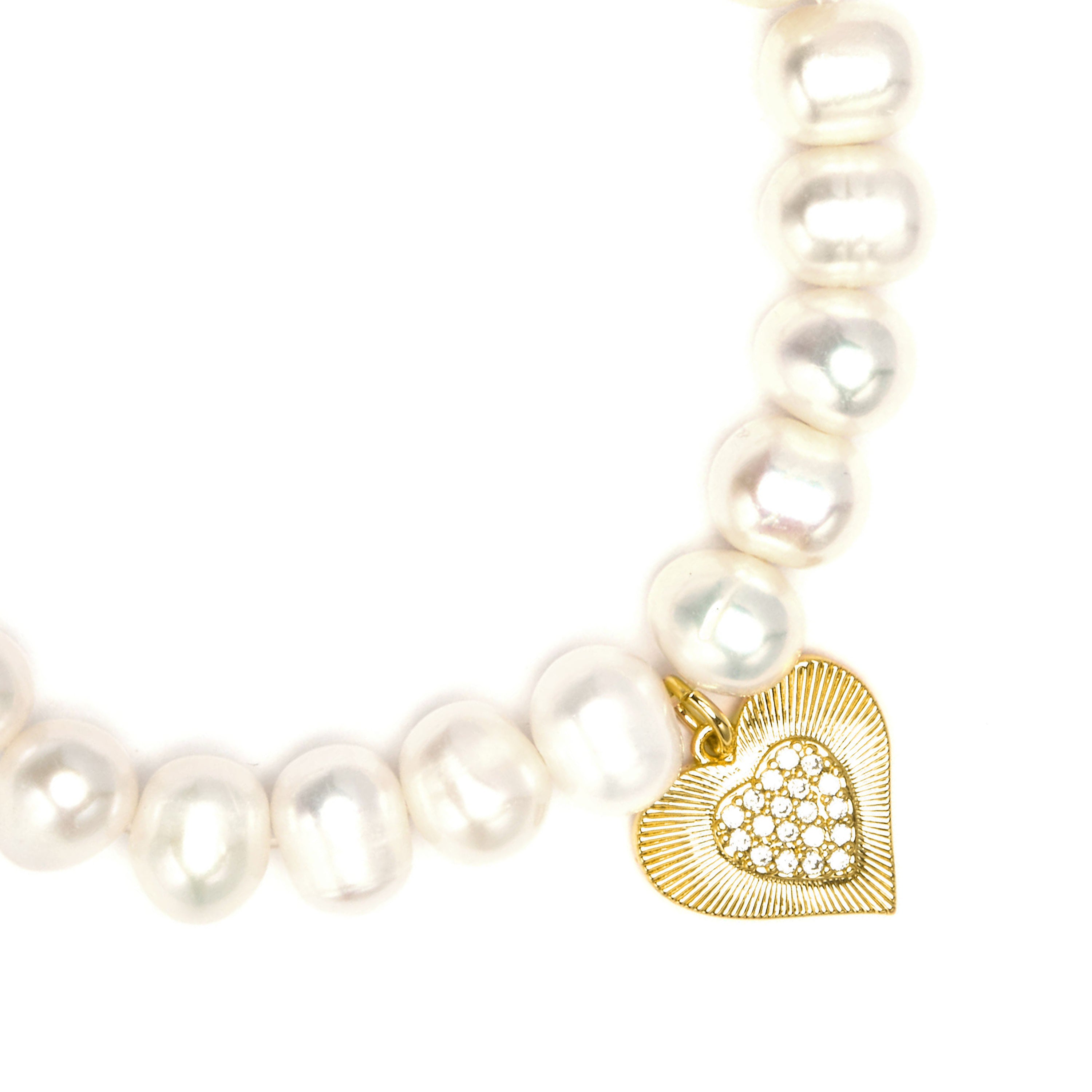 Armband aus 925 Sterlingsilber und weiße Perle mit 18k Gelbgold-Finish - Ramiya