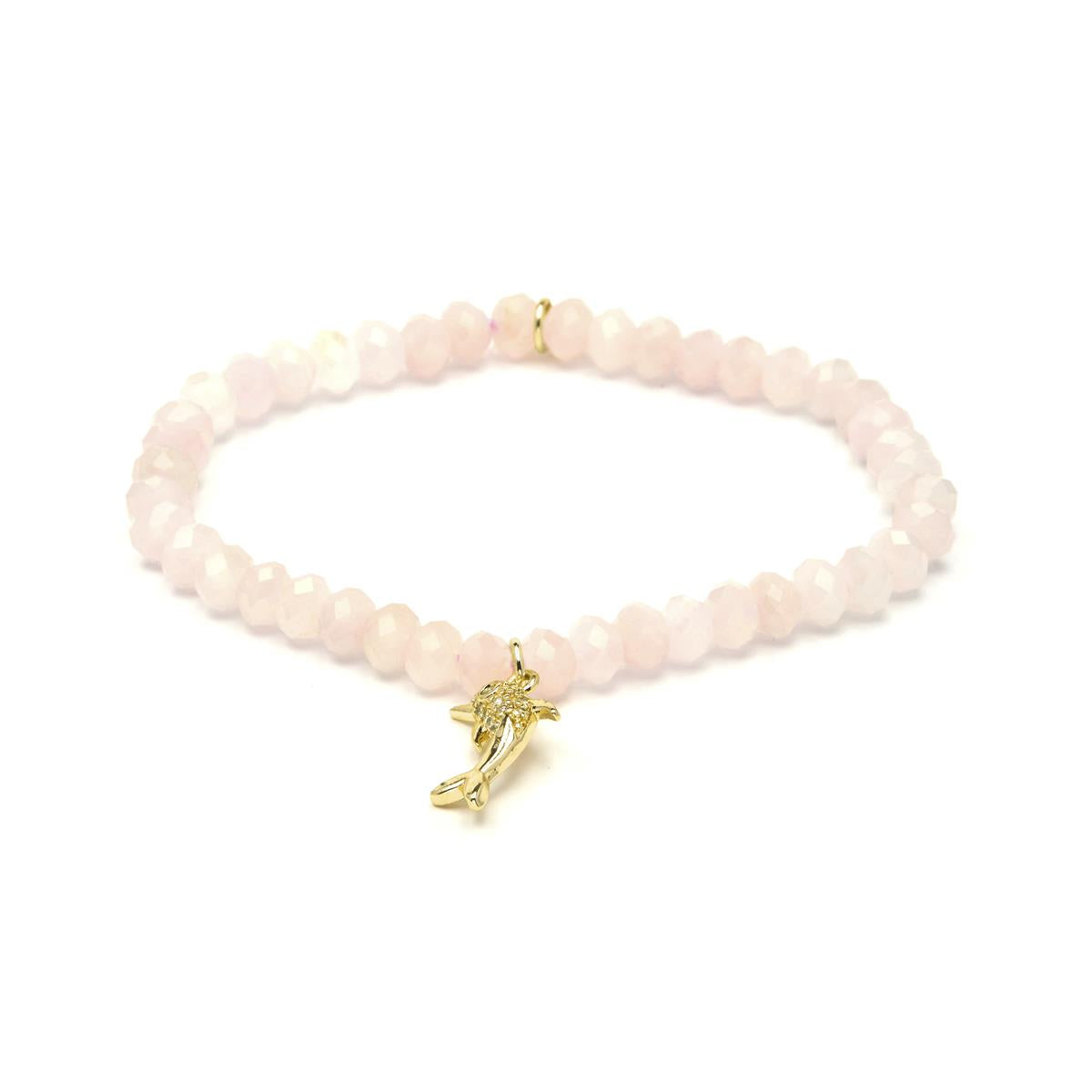 Pulsera de Plata de Ley 925 y Cuarzo Rosa acabado en oro amarillo 18k - Yifaw
