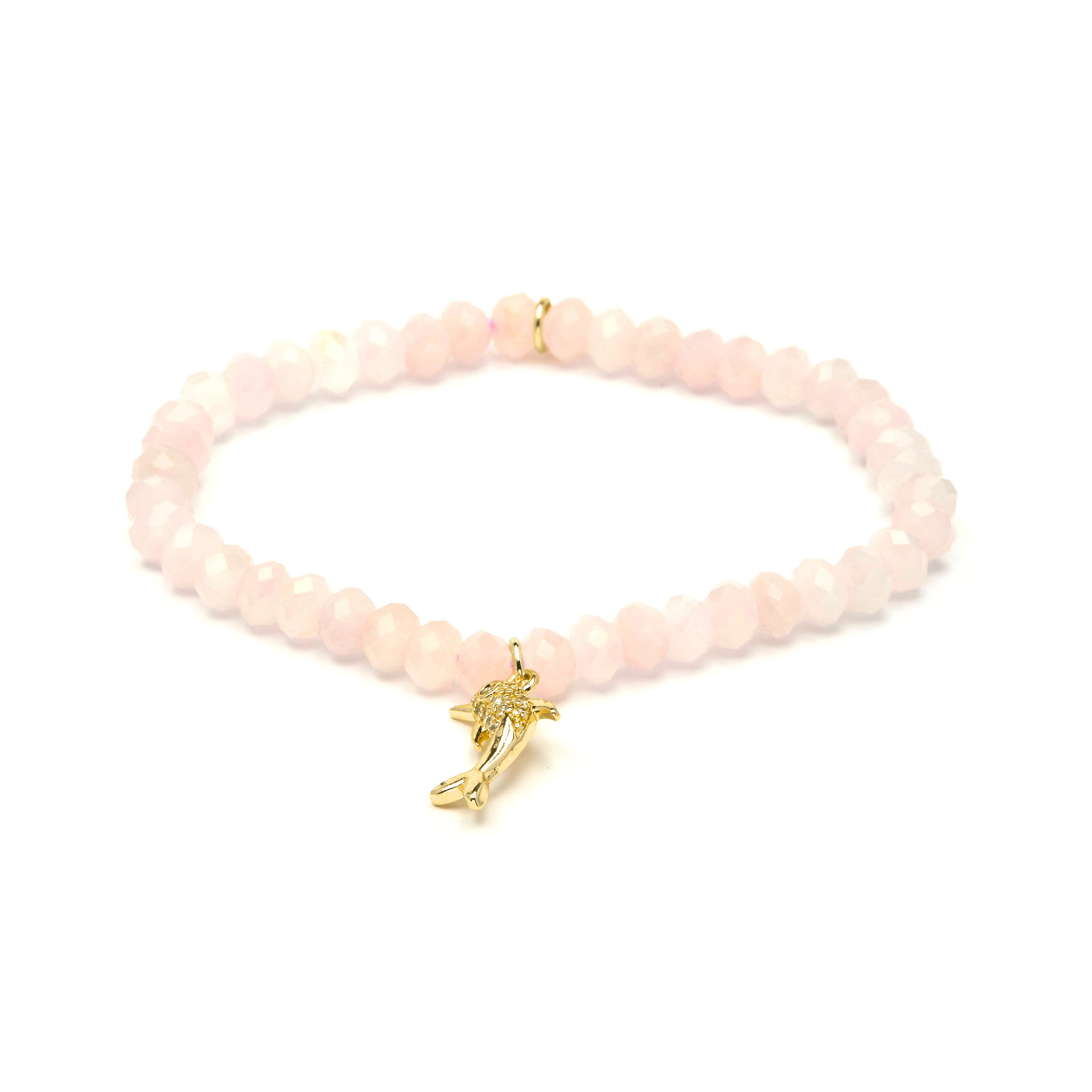 Armband aus 925 Sterlingsilber und Rosenquarz mit 18k Gelbgold-Finish - Yifaw