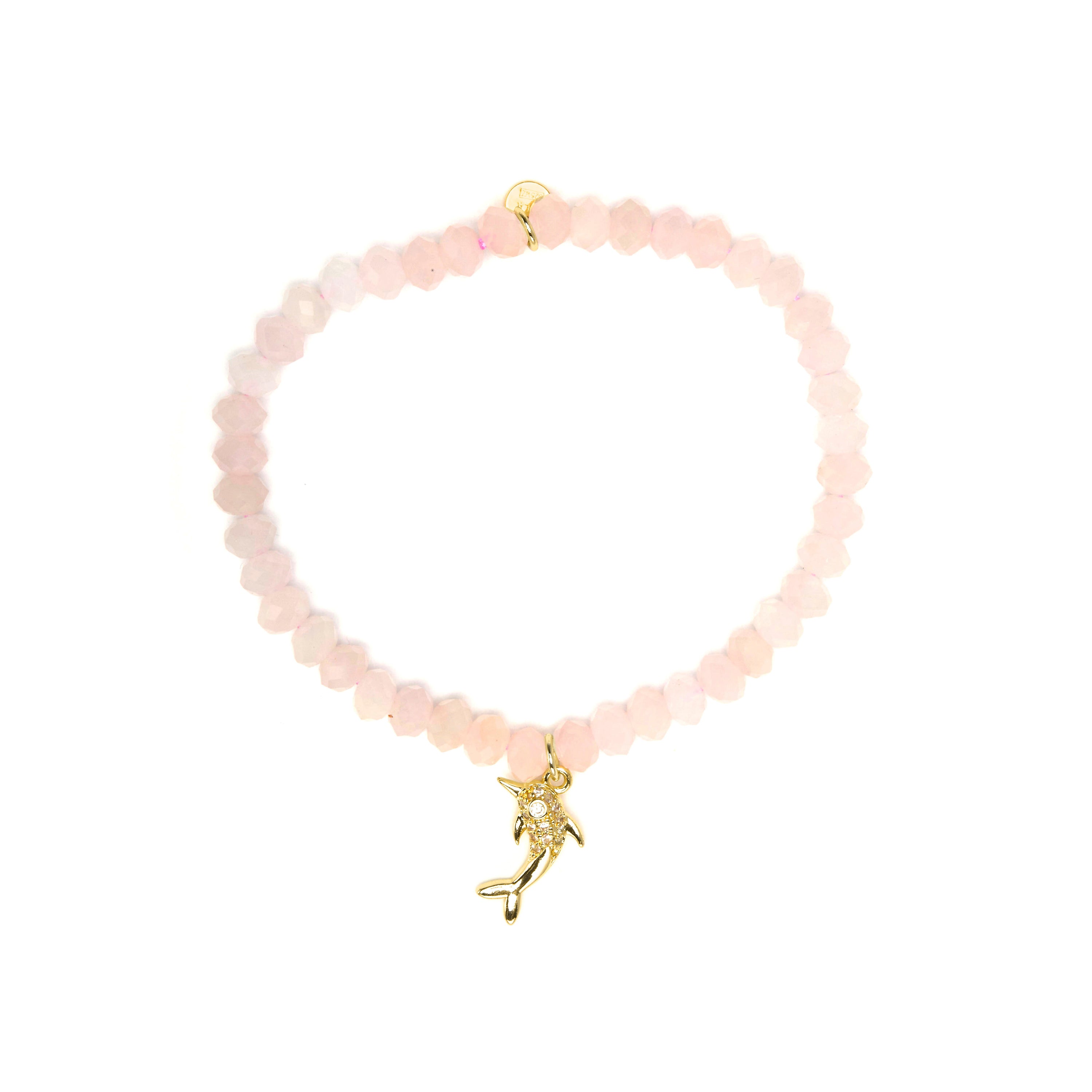 Armband aus 925 Sterlingsilber und Rosenquarz mit 18k Gelbgold-Finish - Yifaw