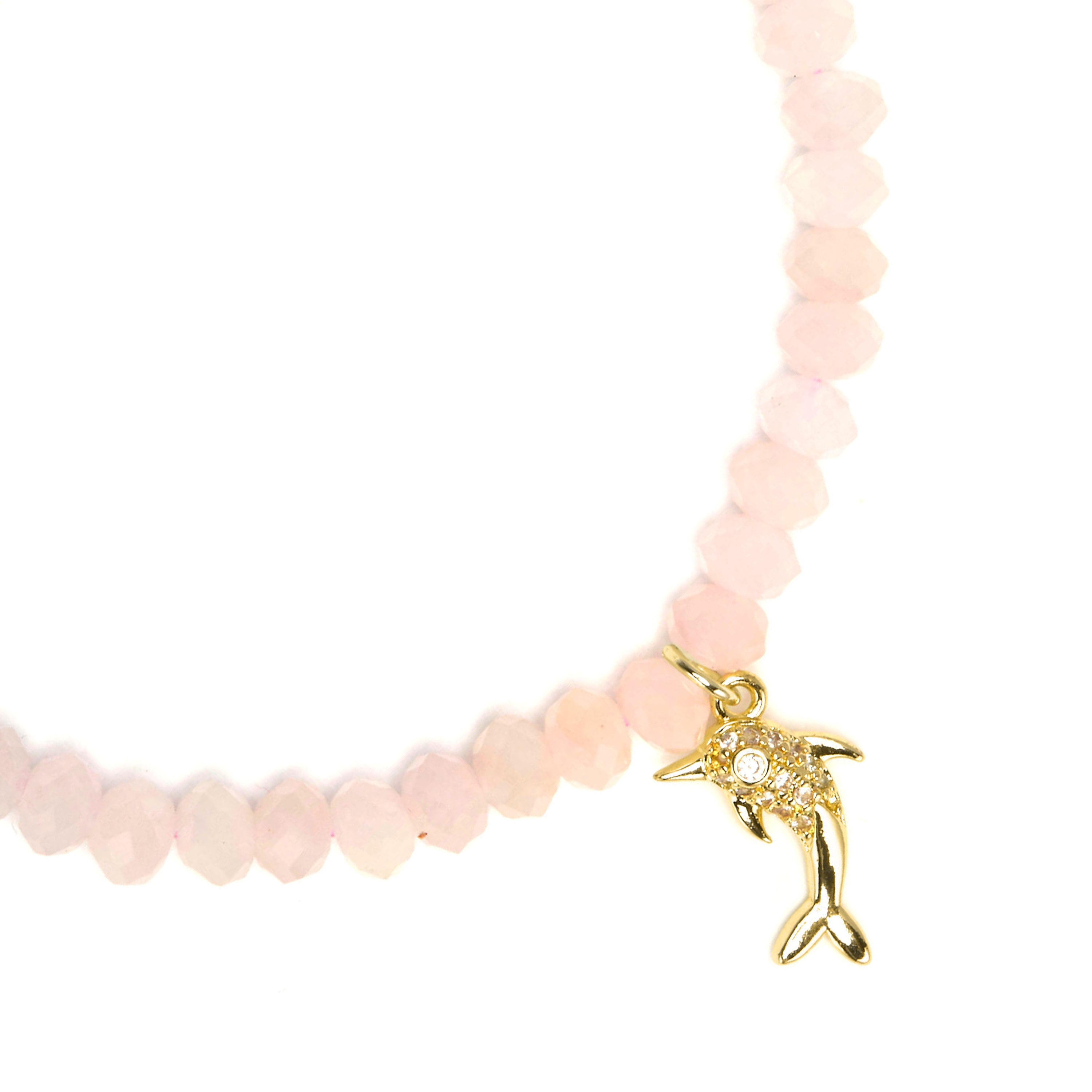 Armband aus 925 Sterlingsilber und Rosenquarz mit 18k Gelbgold-Finish - Yifaw