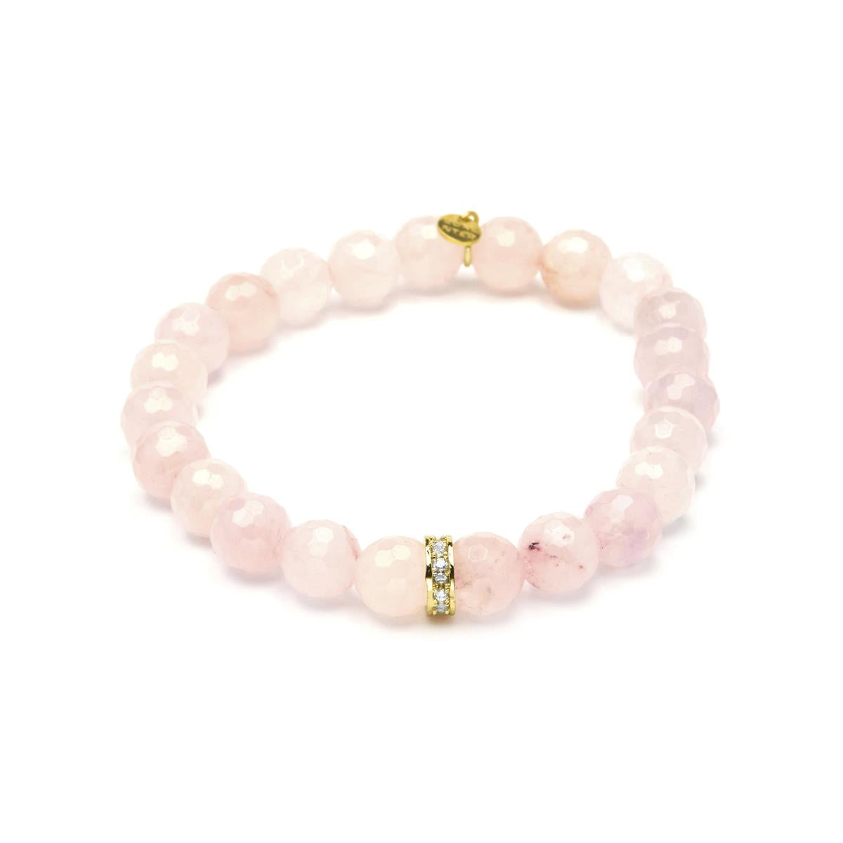 Pulsera de Plata de Ley 925 y Cuarzo Rosa acabado en oro amarillo 18k - Nielsi