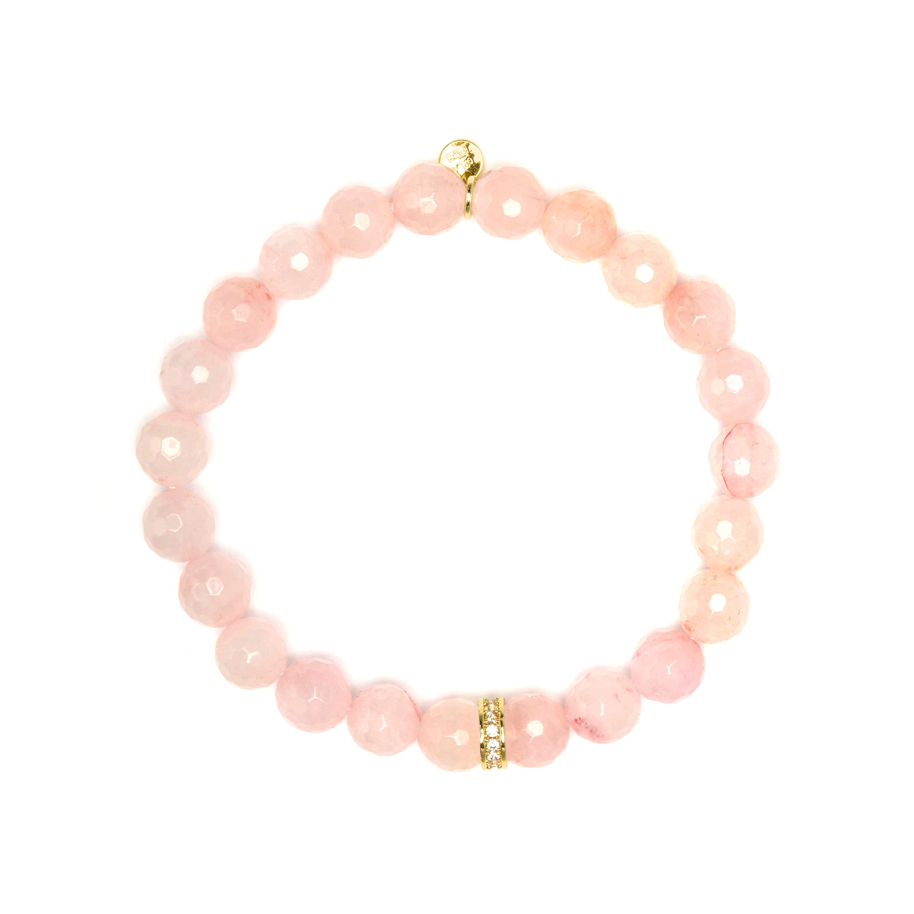 Bracelet en argent sterling 925 et quartz rose finition en or jaune 18k - Nielsi