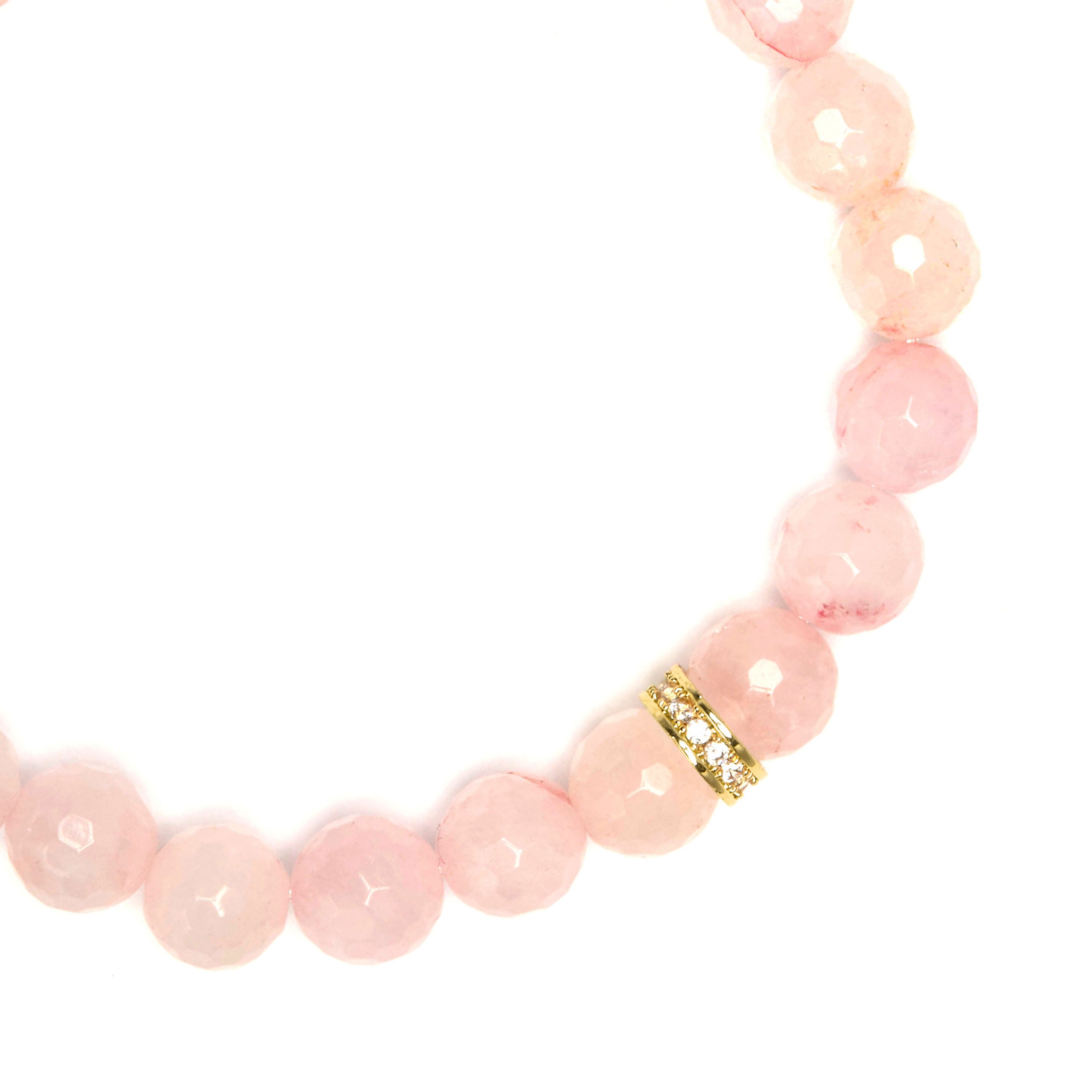Bracelet en argent sterling 925 et quartz rose finition en or jaune 18k - Nielsi
