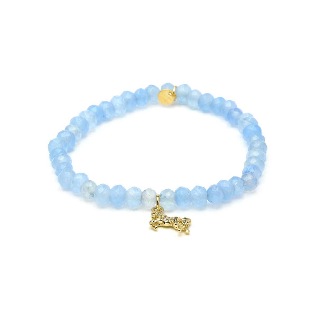 Pulsera de Plata de Ley 925 y Jade Azul acabado en oro amarillo 18k - Korsa