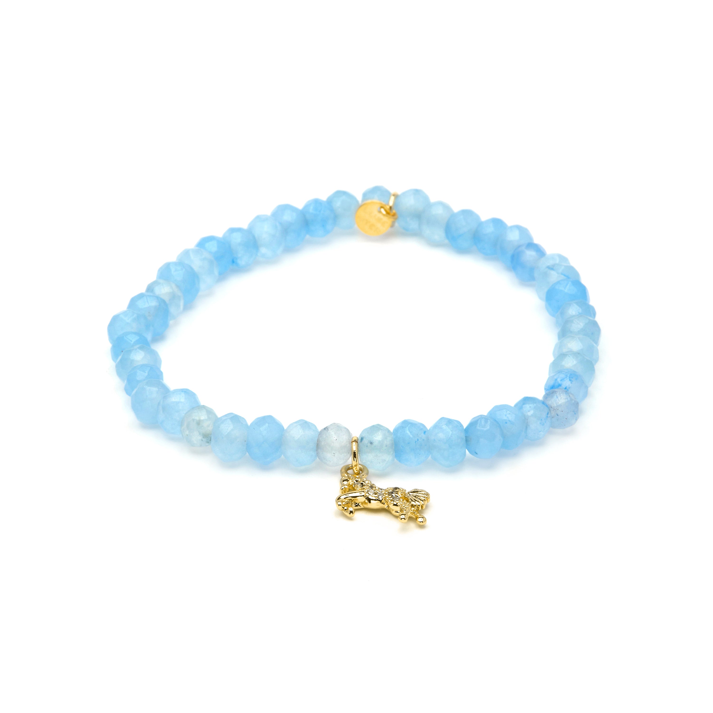 Armband aus 925 Sterlingsilber und blauem Jade mit 18k Gelbgold-Finish - Korsa