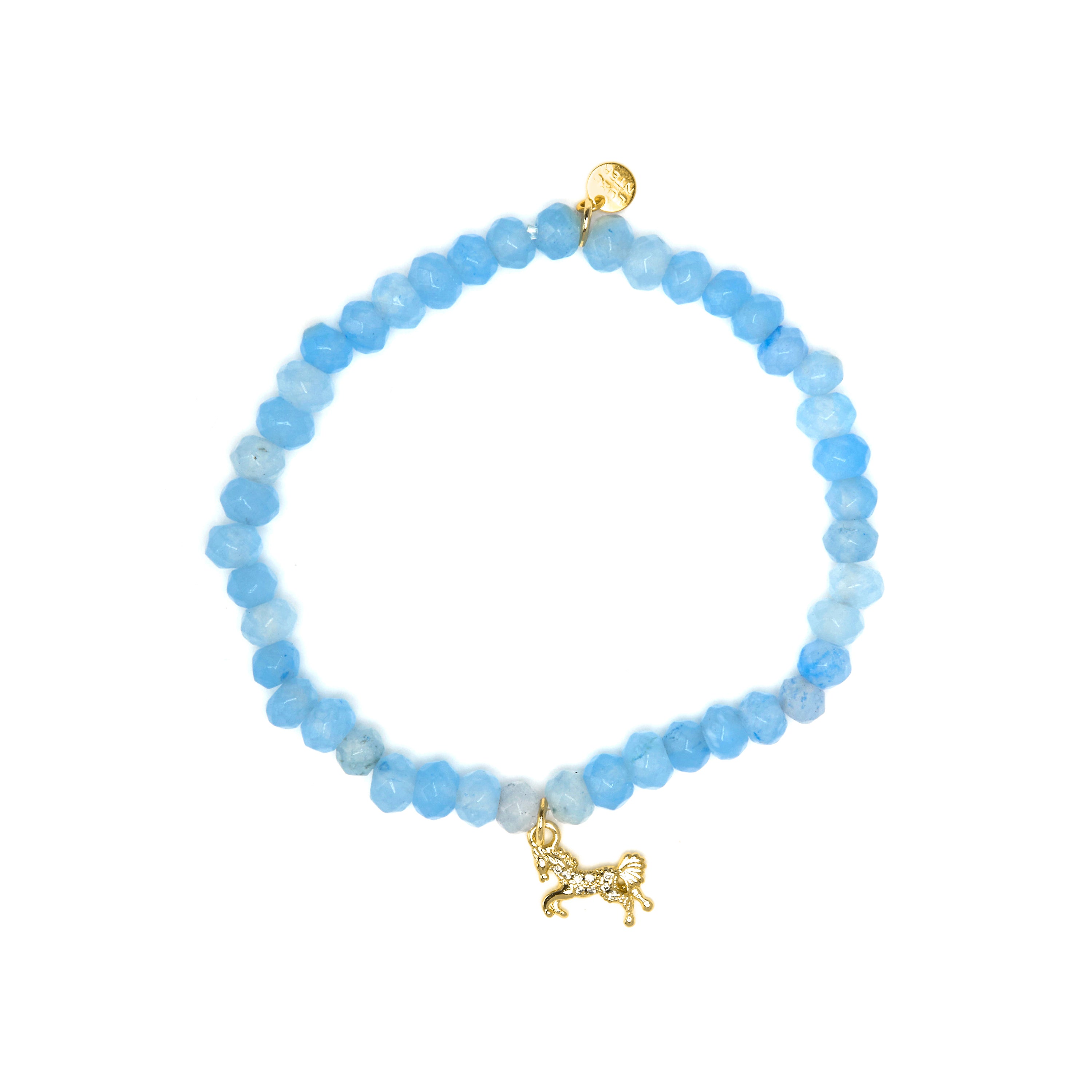Armband aus 925 Sterlingsilber und blauem Jade mit 18k Gelbgold-Finish - Korsa