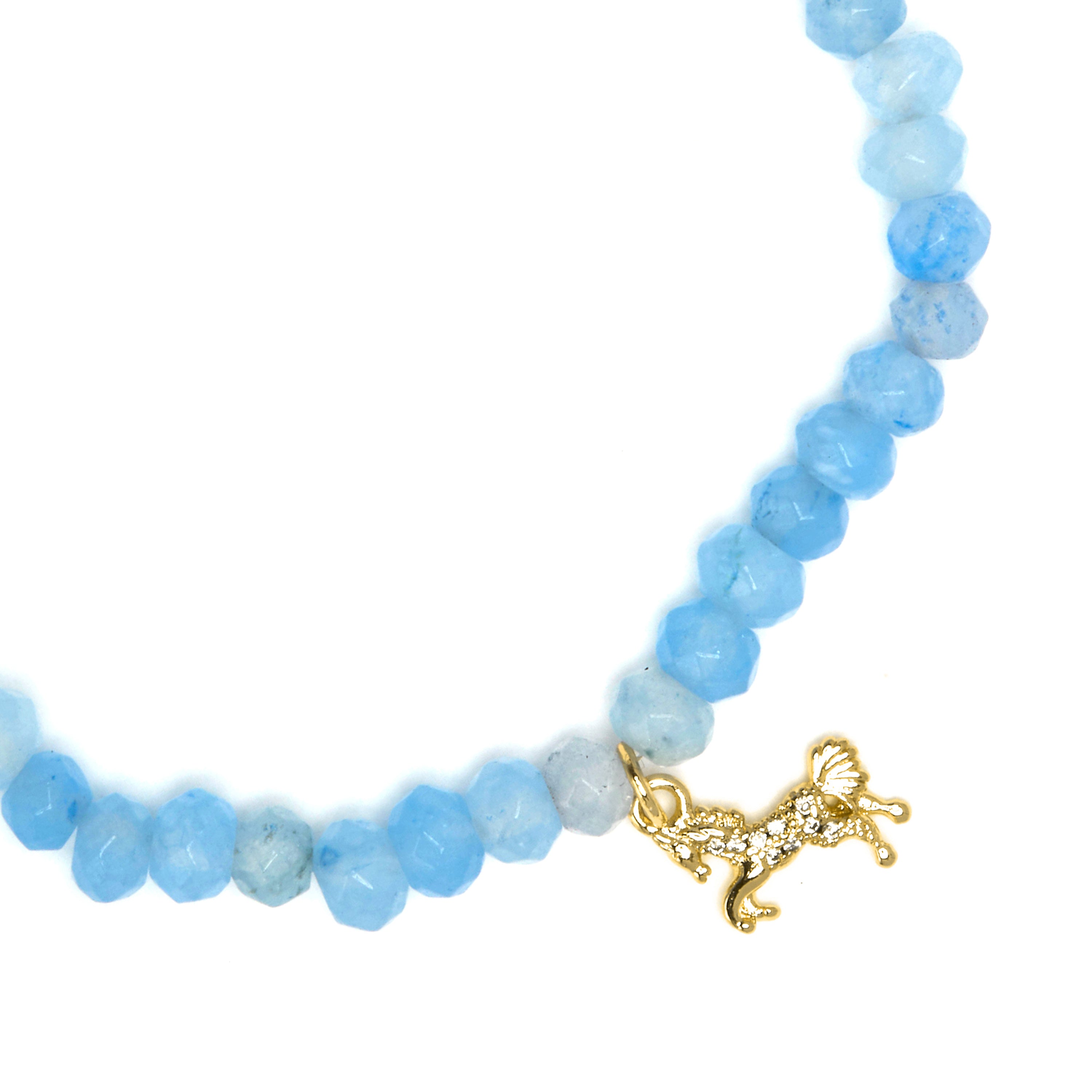 Armband aus 925 Sterlingsilber und blauem Jade mit 18k Gelbgold-Finish - Korsa