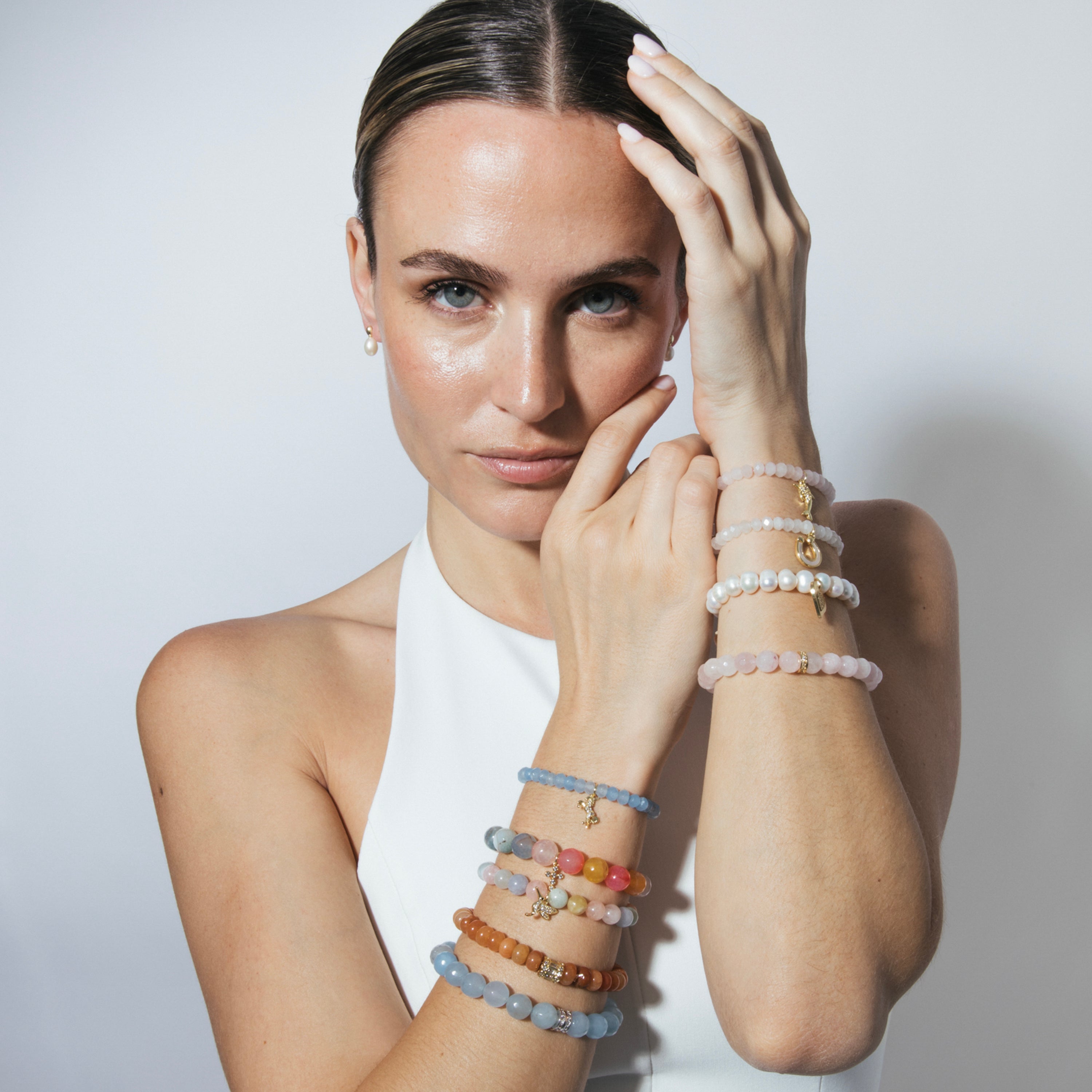 Bracelet en argent sterling 925 et jade bleu fini en or jaune 18k - Napha