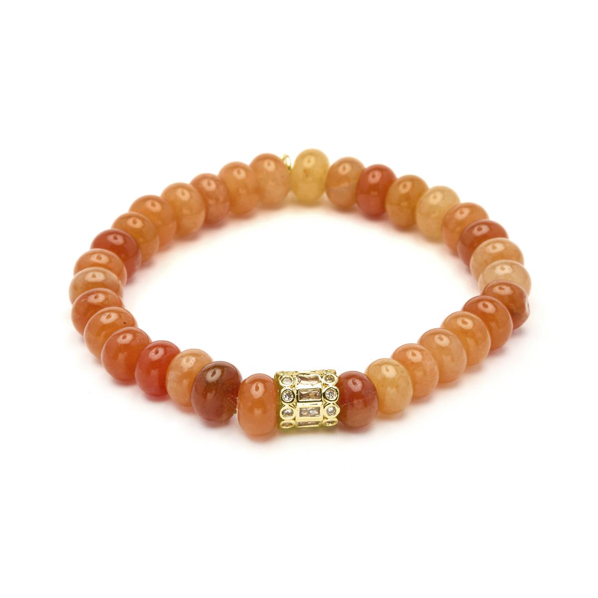 Pulsera de Plata de Ley 925 y Aventurina Naranja acabado en oro amarillo 18k - Overon