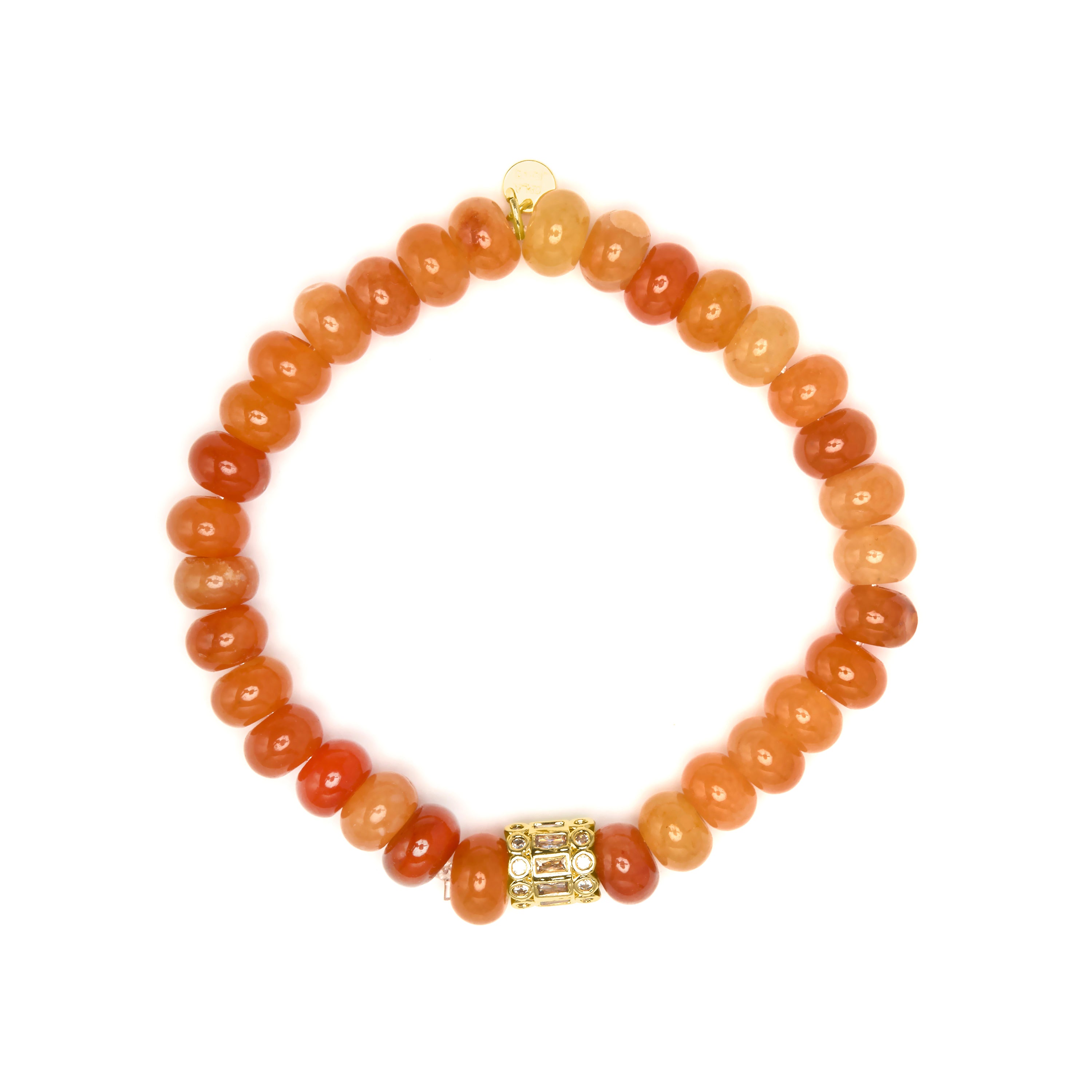 Pulsera de Plata de Ley 925 y Aventurina Naranja acabado en oro amarillo 18k - Overon