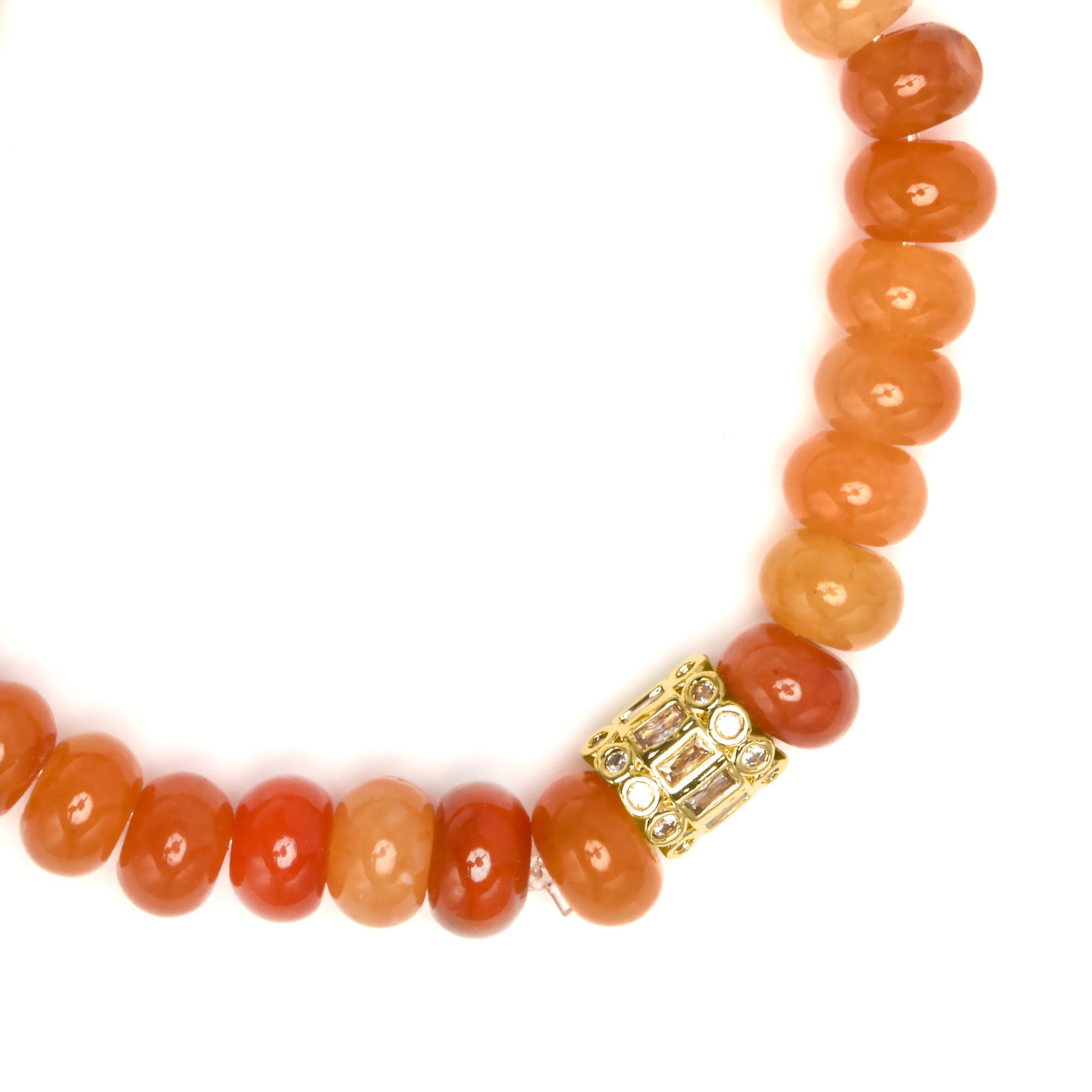 Pulsera de Plata de Ley 925 y Aventurina Naranja acabado en oro amarillo 18k - Overon