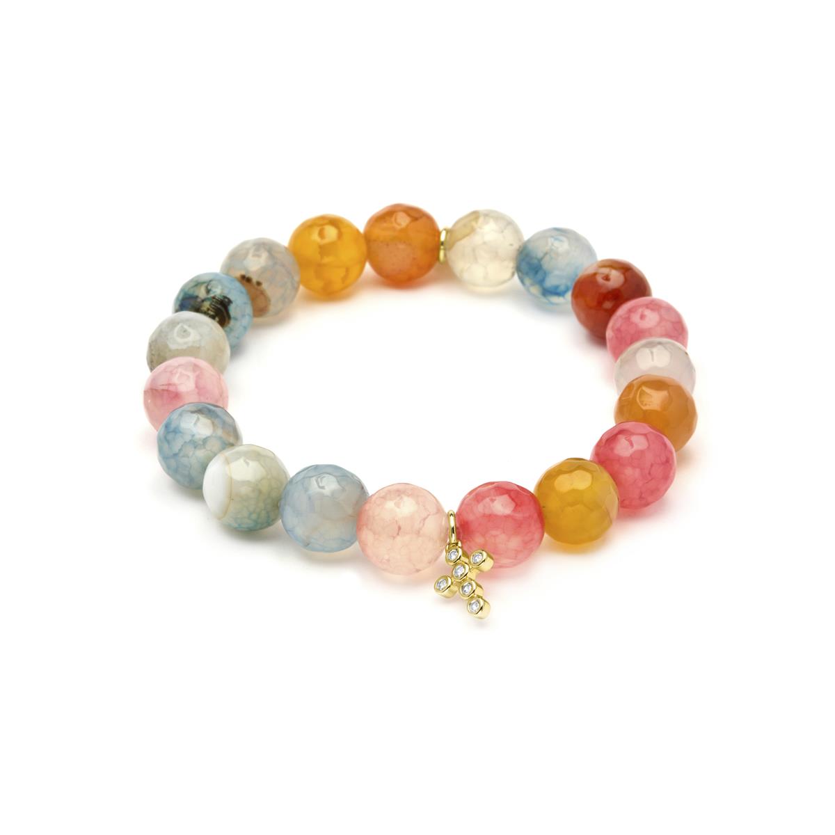 Pulsera de Plata de Ley 925 y Agata Multicolor acabado en oro amarillo 18k - Morak