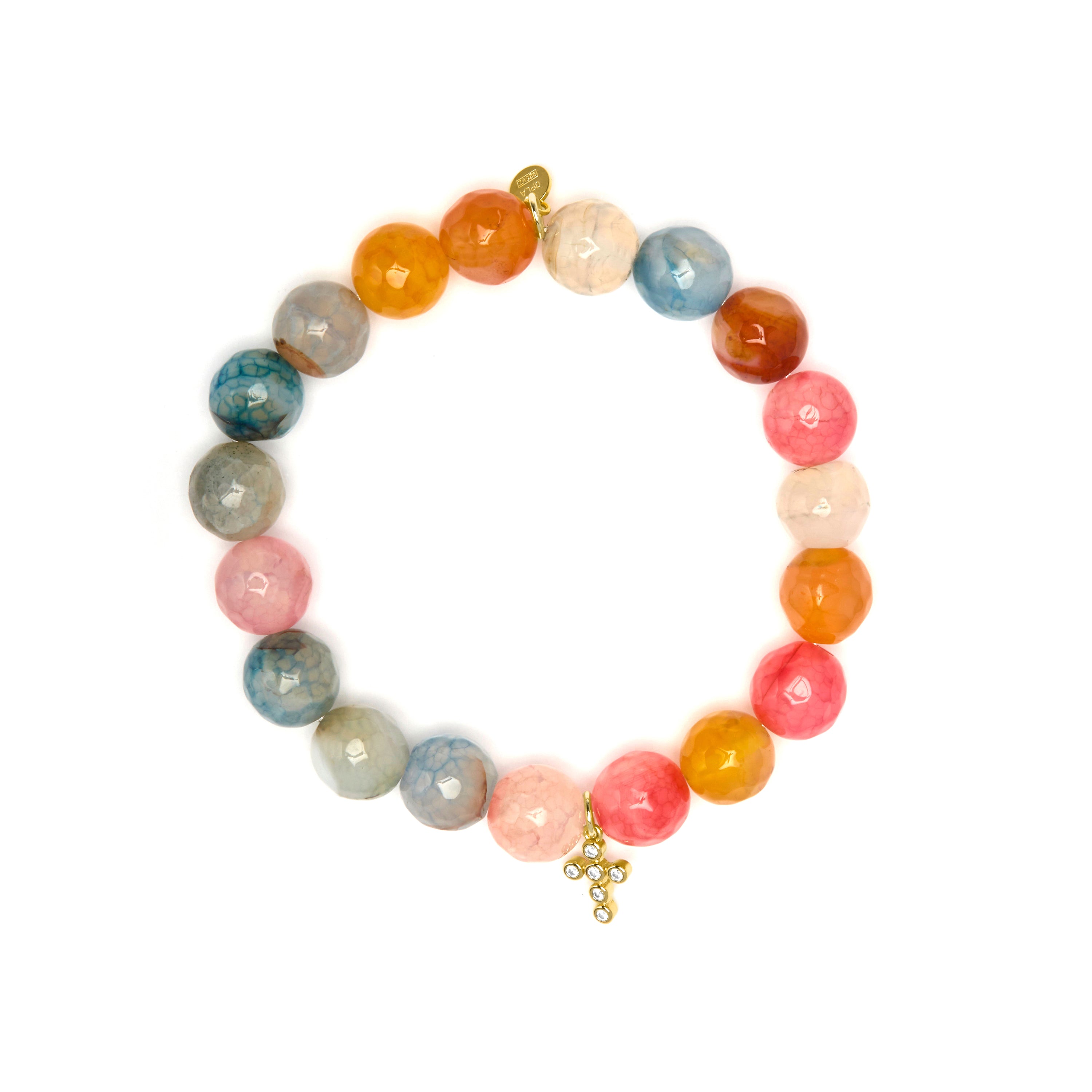 Pulseira de Prata de Lei 925 e Ágata Multicolor com acabamento em ouro amarelo 18k - Morak