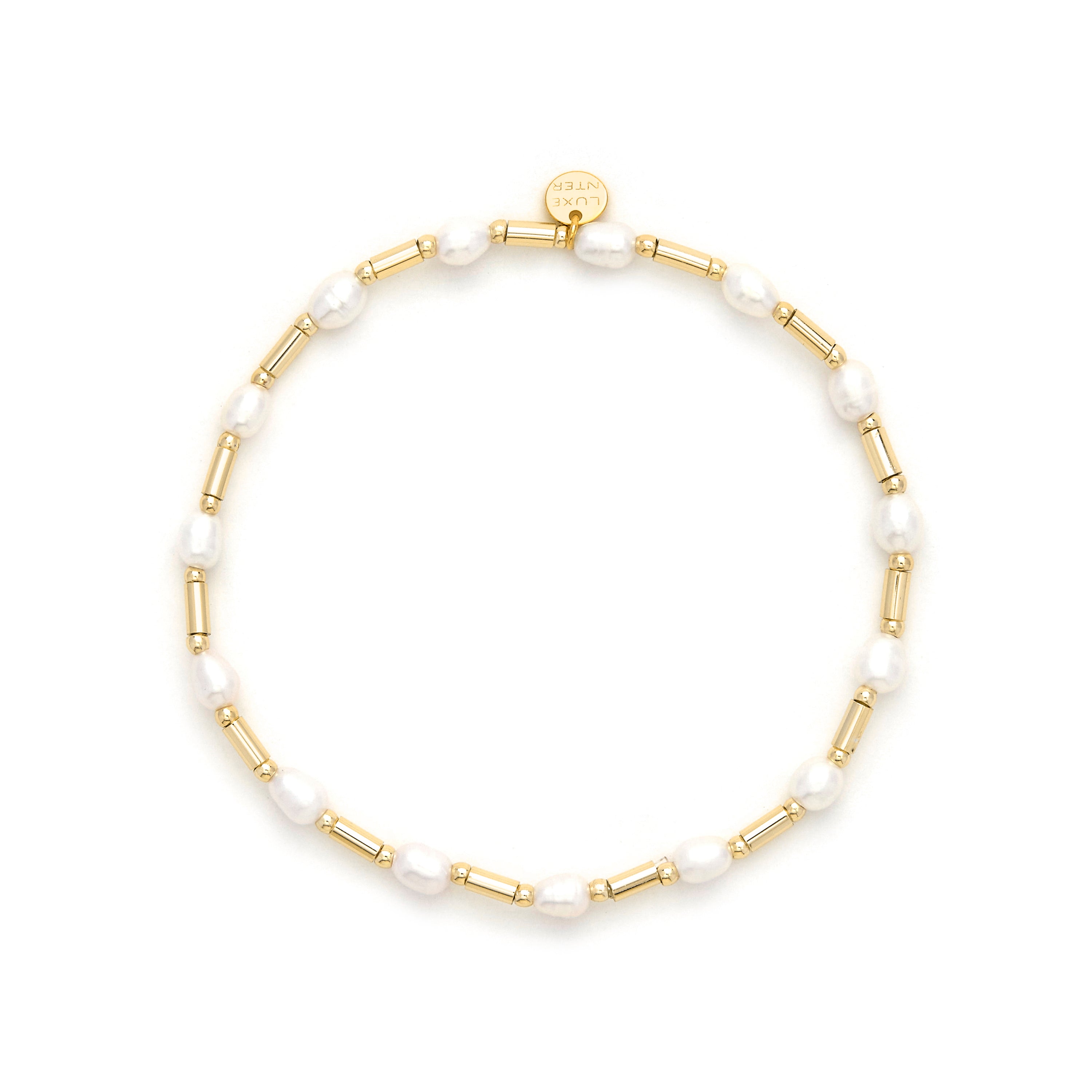 Bracelet en argent sterling 925 et perle blanche finition en or jaune 18k - Laurid