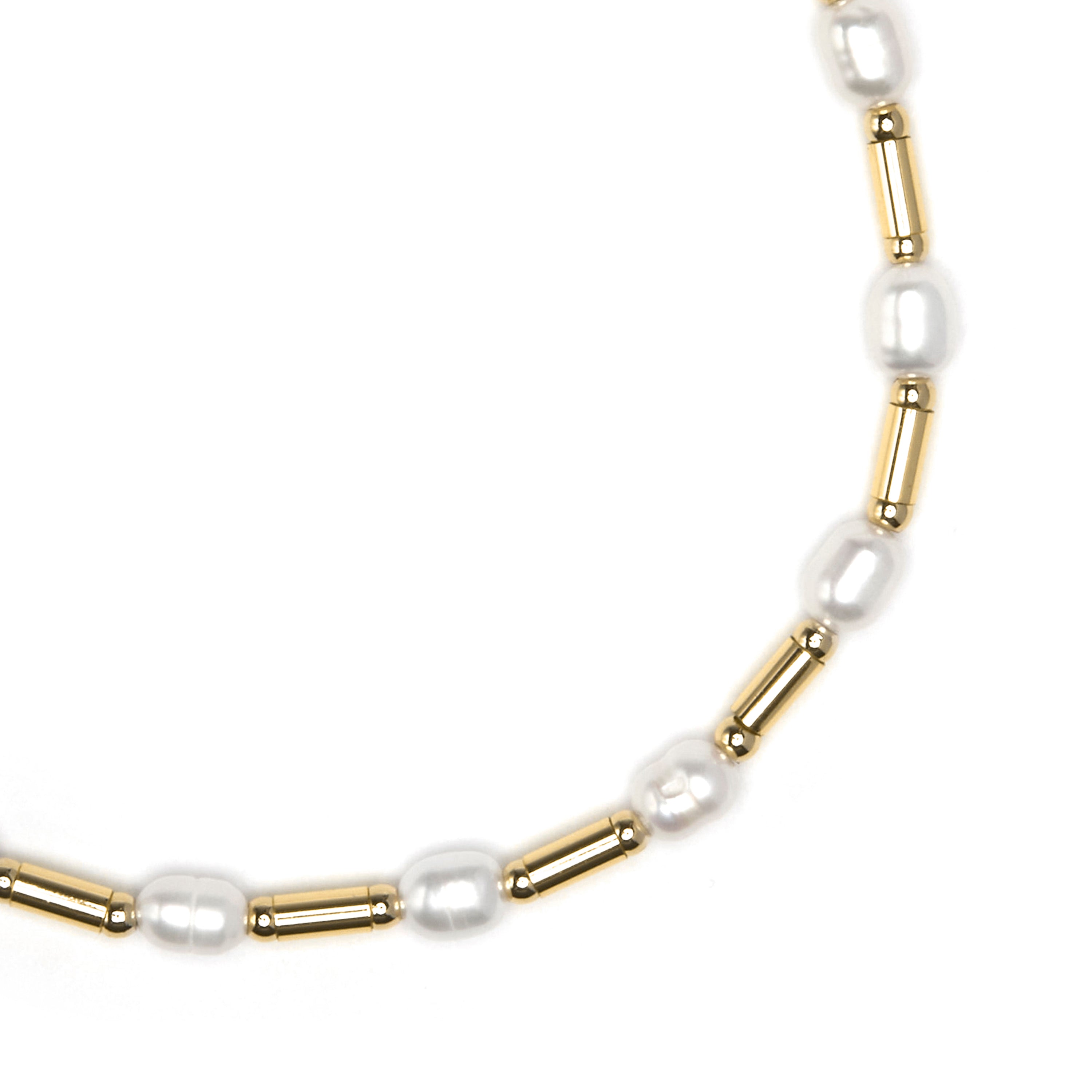 Bracelet en argent sterling 925 et perle blanche finition en or jaune 18k - Laurid