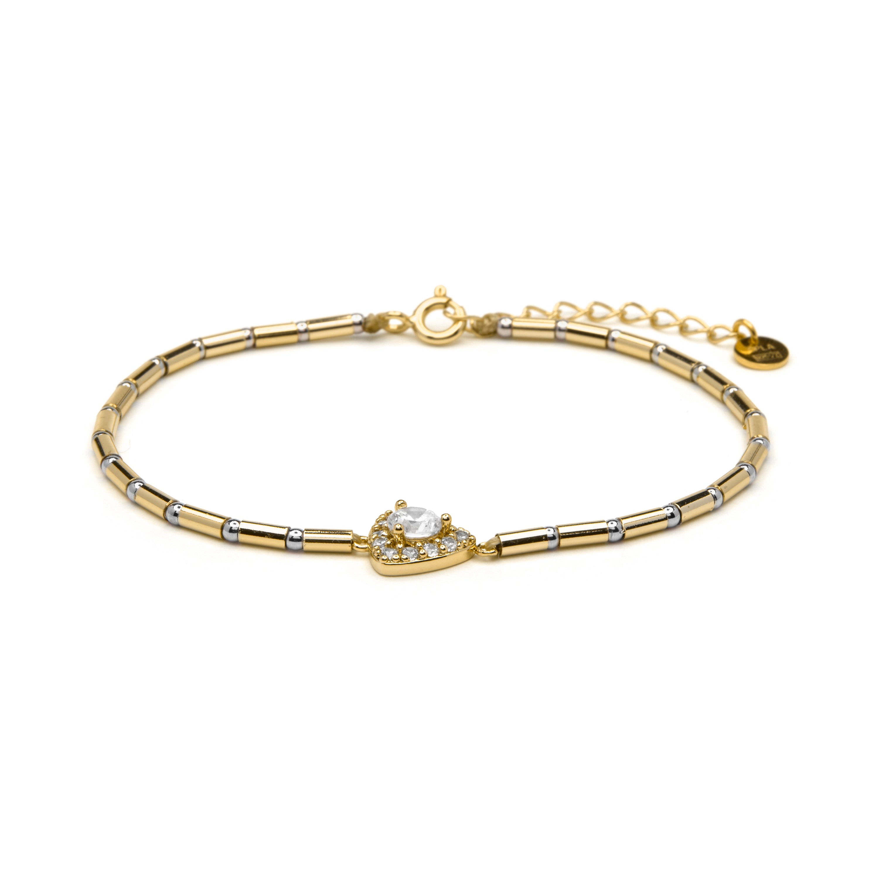Bracelet en argent sterling 925 et zircon brillant finition en or jaune 18k - Aldra