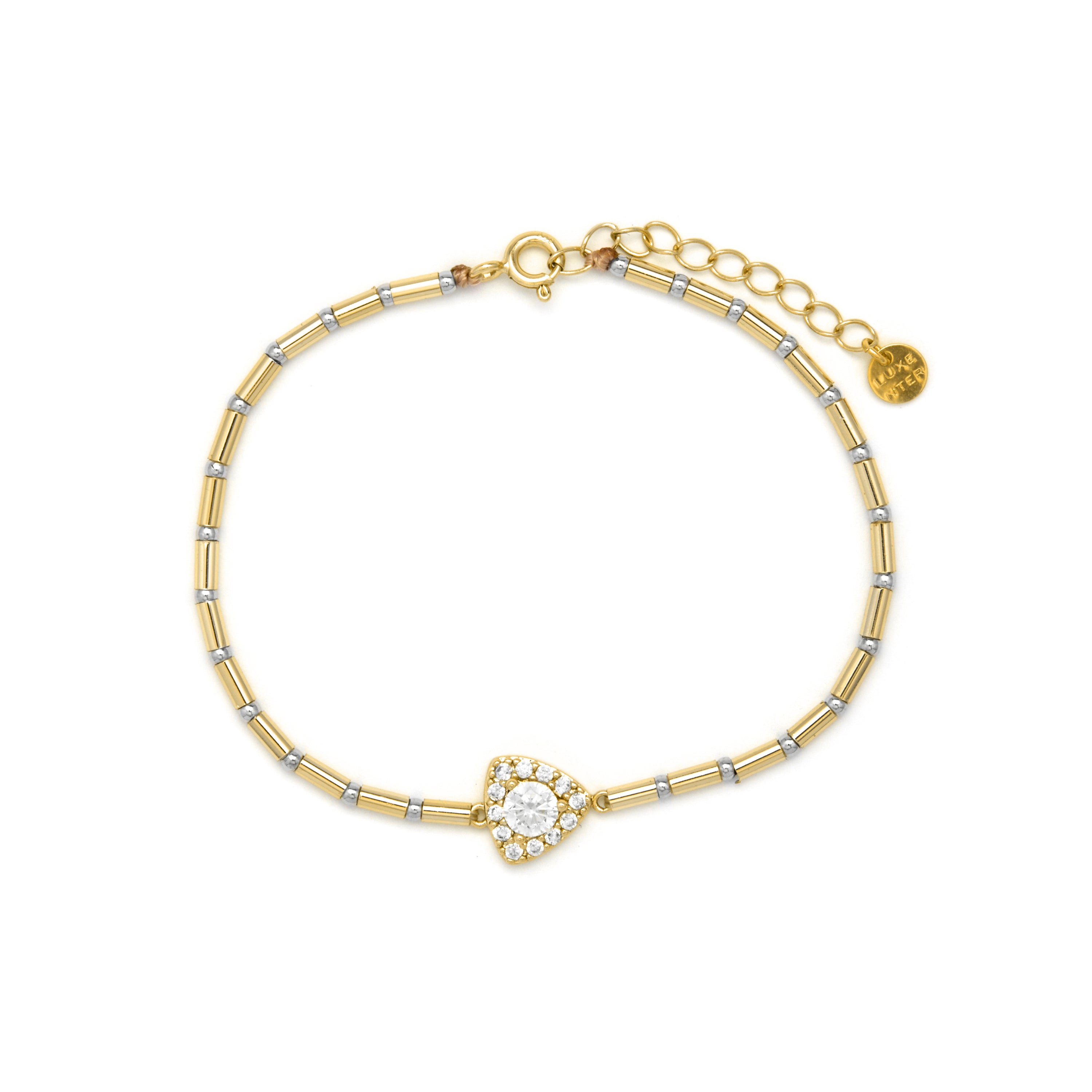 Pulseira de Prata de Lei 925 e Zircónia Brilhante acabamento em ouro amarelo 18k - Aldra